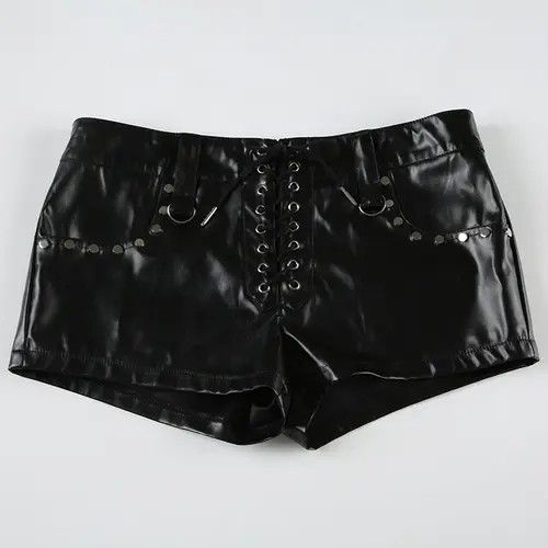 Japanese Brand Retro Patchwork Rivet PU Short Size 29" - 2 Thumbnail