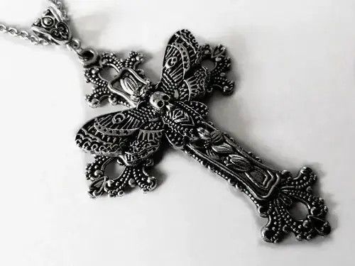 Jewelry Large Moth Cross Necklace Size ONE SIZE - 1 Thumbnail