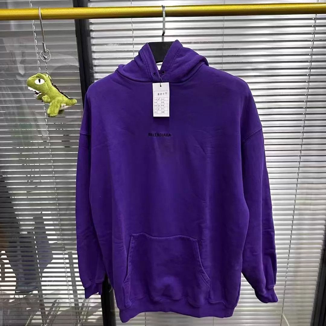 Balenciaga Balenciaga newest front/back embroidered purple hoodie M Size M / US 6-8 / IT 42-44 - 1 Thumbnail