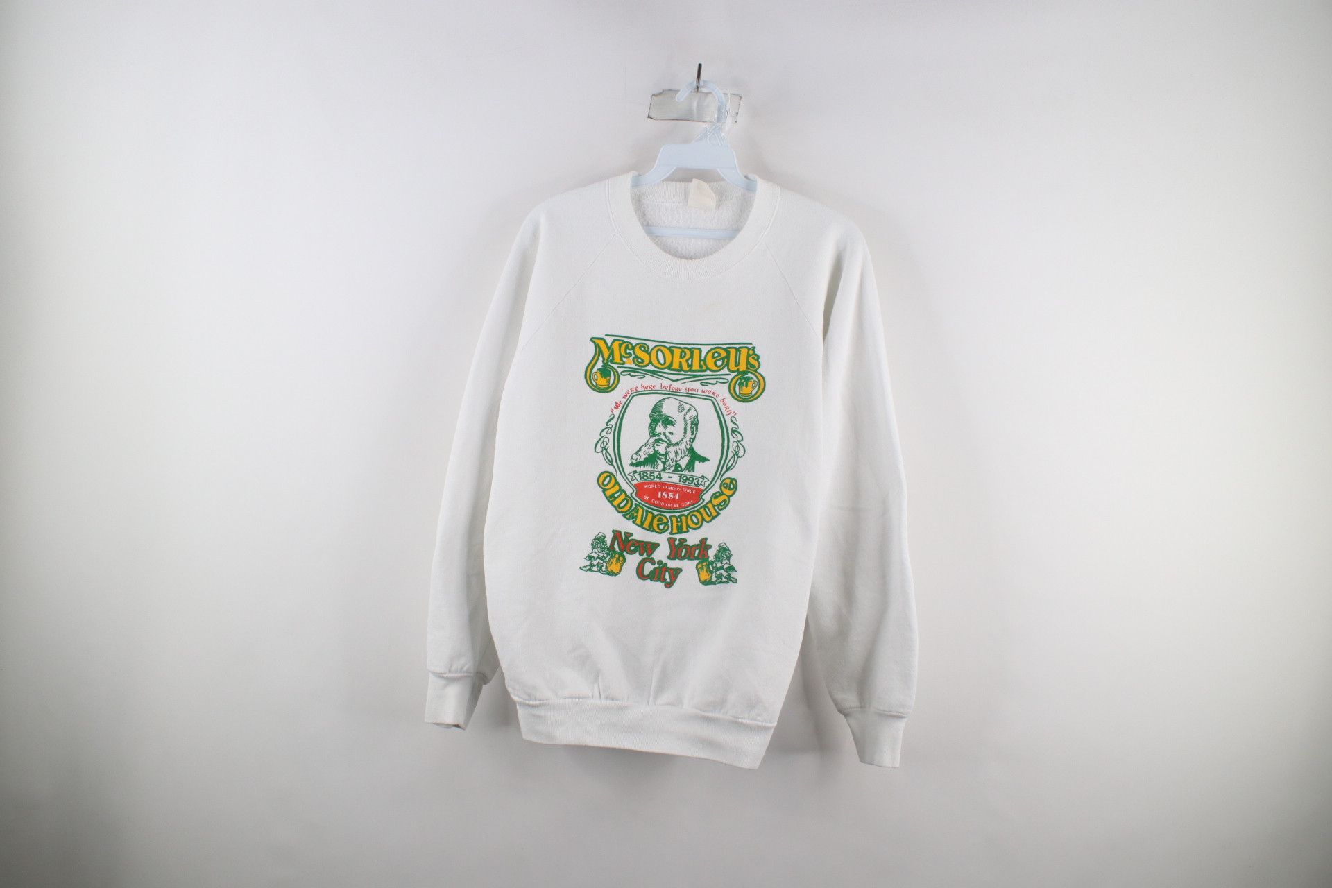 image of Vintage 90's Mcsorleys Old Ale House New York Sweatshirt Usa in White, Men's (Size Large)