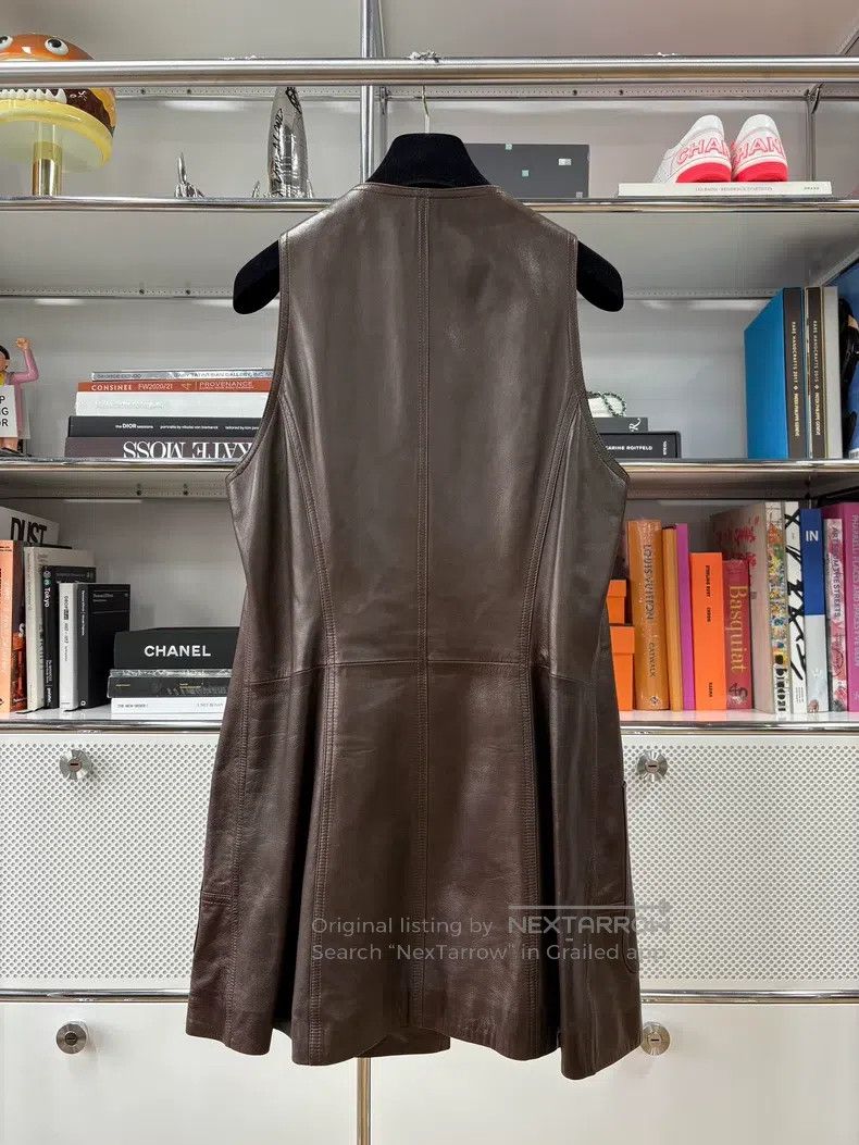 Chanel Chanel 94A Chocolate Brown Lambskin Sleeveless Dress Size M / US 6-8 / IT 42-44 - 3 Thumbnail