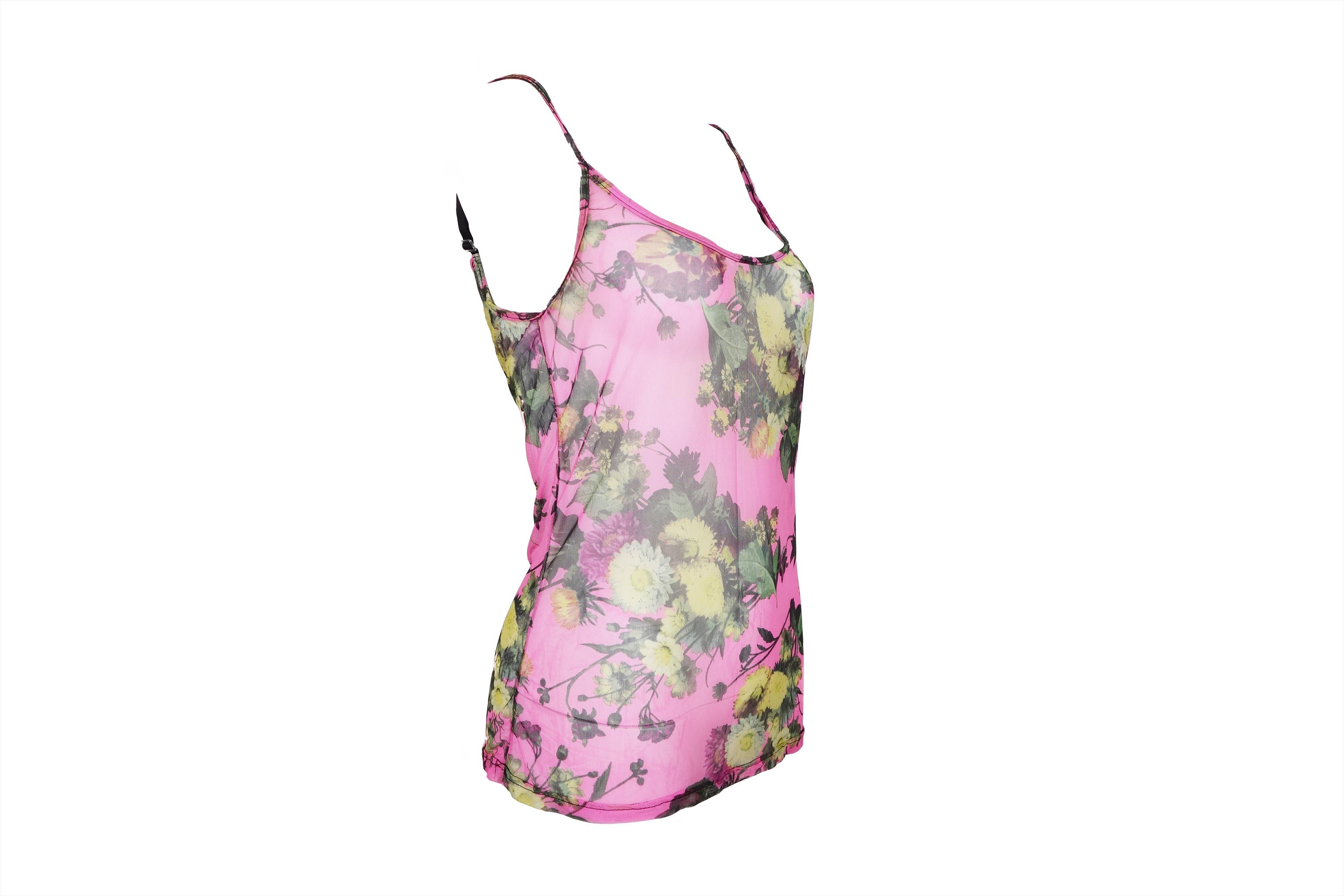 Roberto Cavalli Roberto Cavalli 90s Pink Mesh Tank Top Floral Print Vintage Size M / US 6-8 / IT 42-44 - 4 Thumbnail