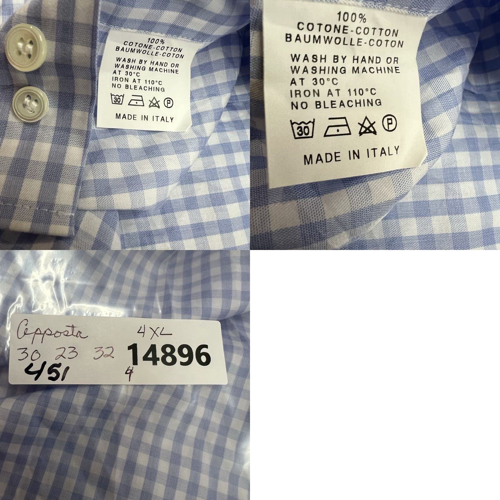 Vintage VINTAGE Apposta Men's Button-Down Shirt Casual Long Sleeve Cotton 4XL Blue Plaid Italy Size US XXL / EU 58 / 5 - 8 Thumbnail