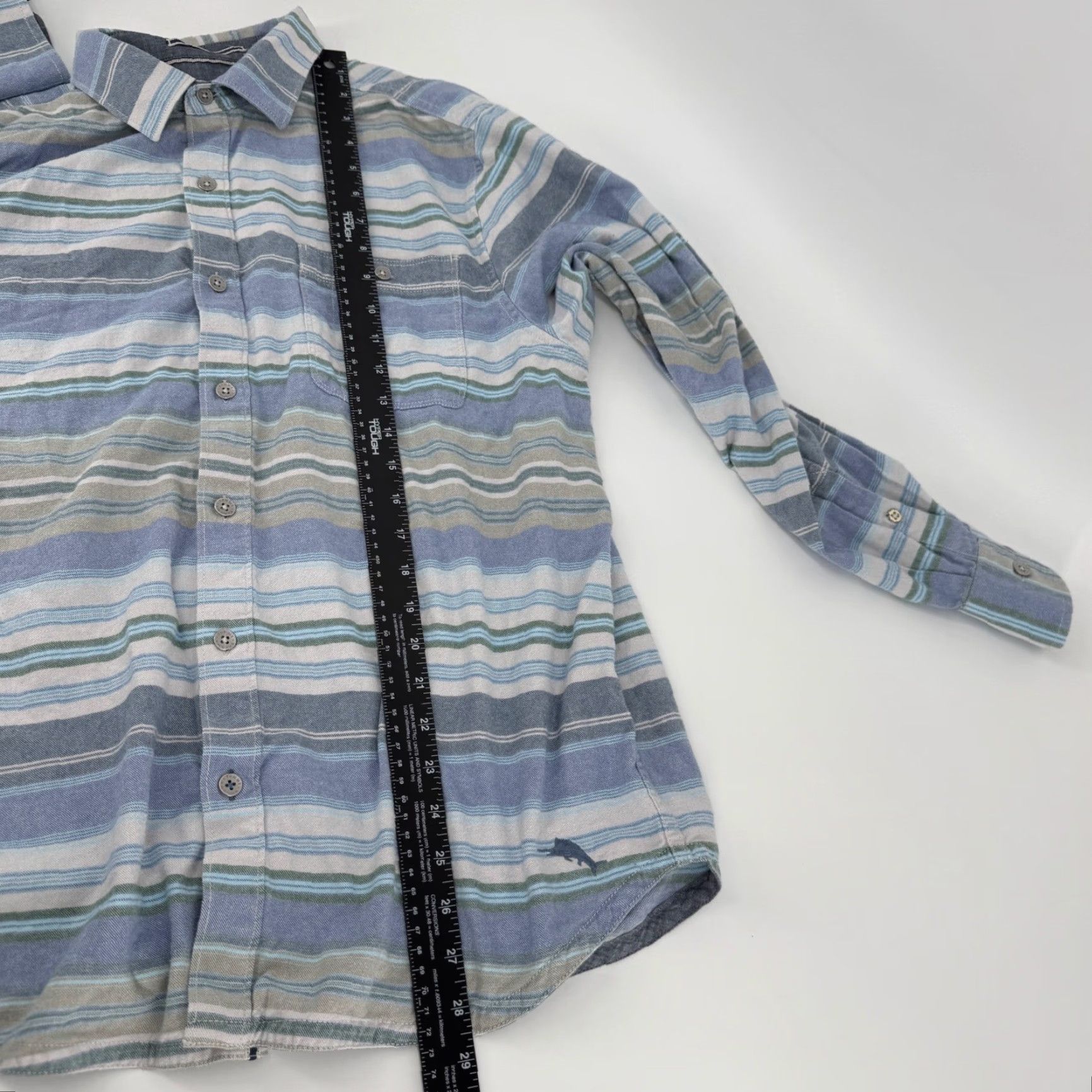 Tommy Bahama Tommy Bahama Button-Down Shirt Mens Large Long Sleeve Striped Casual Pocket Blue Size US L / EU 52-54 / 3 - 7 Thumbnail