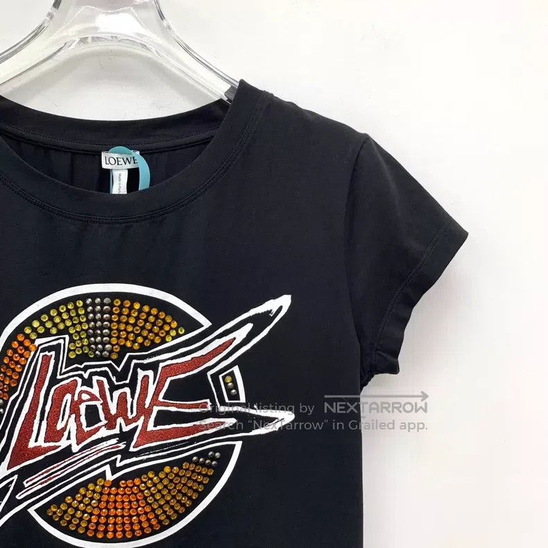 Loewe Loewe Black Logo Lettering Diamond Design Cotton Round Nec Size M / US 6-8 / IT 42-44 - 3 Thumbnail