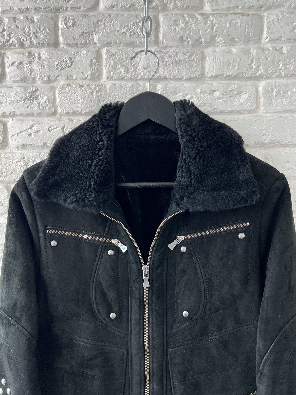 Versace VERSACE Shearling Suede Black Zip Coat Jackey Size M / US 6-8 / IT 42-44 - 5 Thumbnail