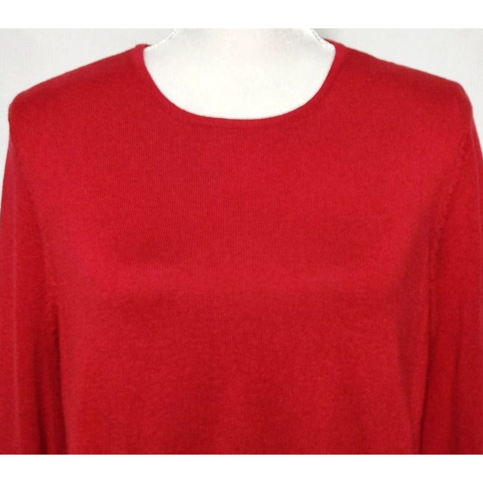 J. Jill J Jill Womens Petite M Sweater Knit Pullover Long Sleeve Solid Red Cotton Blend Size M / US 6-8 / IT 42-44 - 5 Thumbnail
