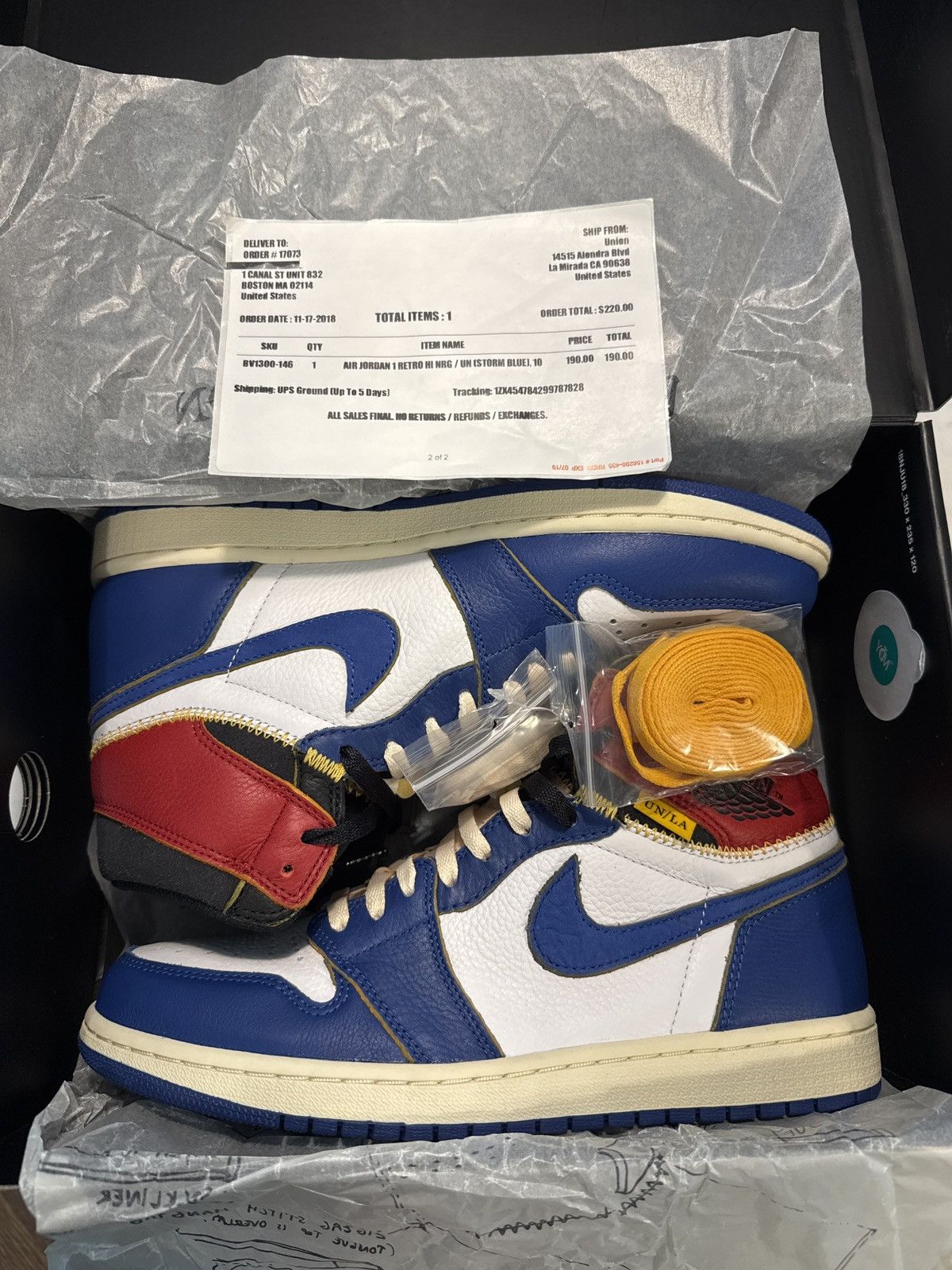 Jordan Brand × Nike × Union LA Nike x Air Jordan 1 x Union LA Storm blue Size US 10 / EU 43 - 3 Thumbnail