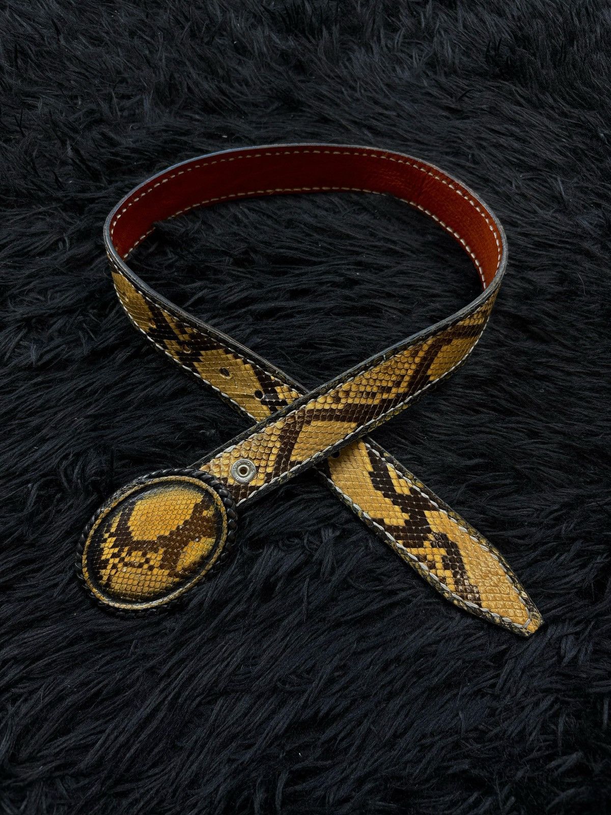 14th Addiction 14th Addiction Style Archive Python Shake Real Leather Belt Size ONE SIZE - 1 Thumbnail