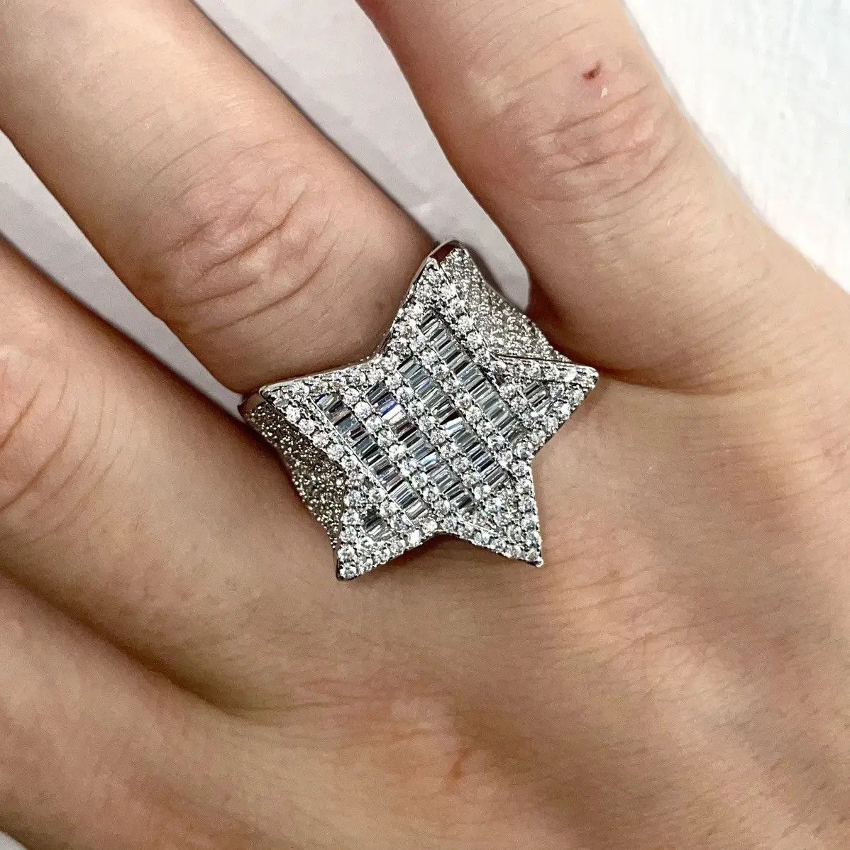 Jewelry Silver color iced out ring Star Size ONE SIZE - 5 Thumbnail