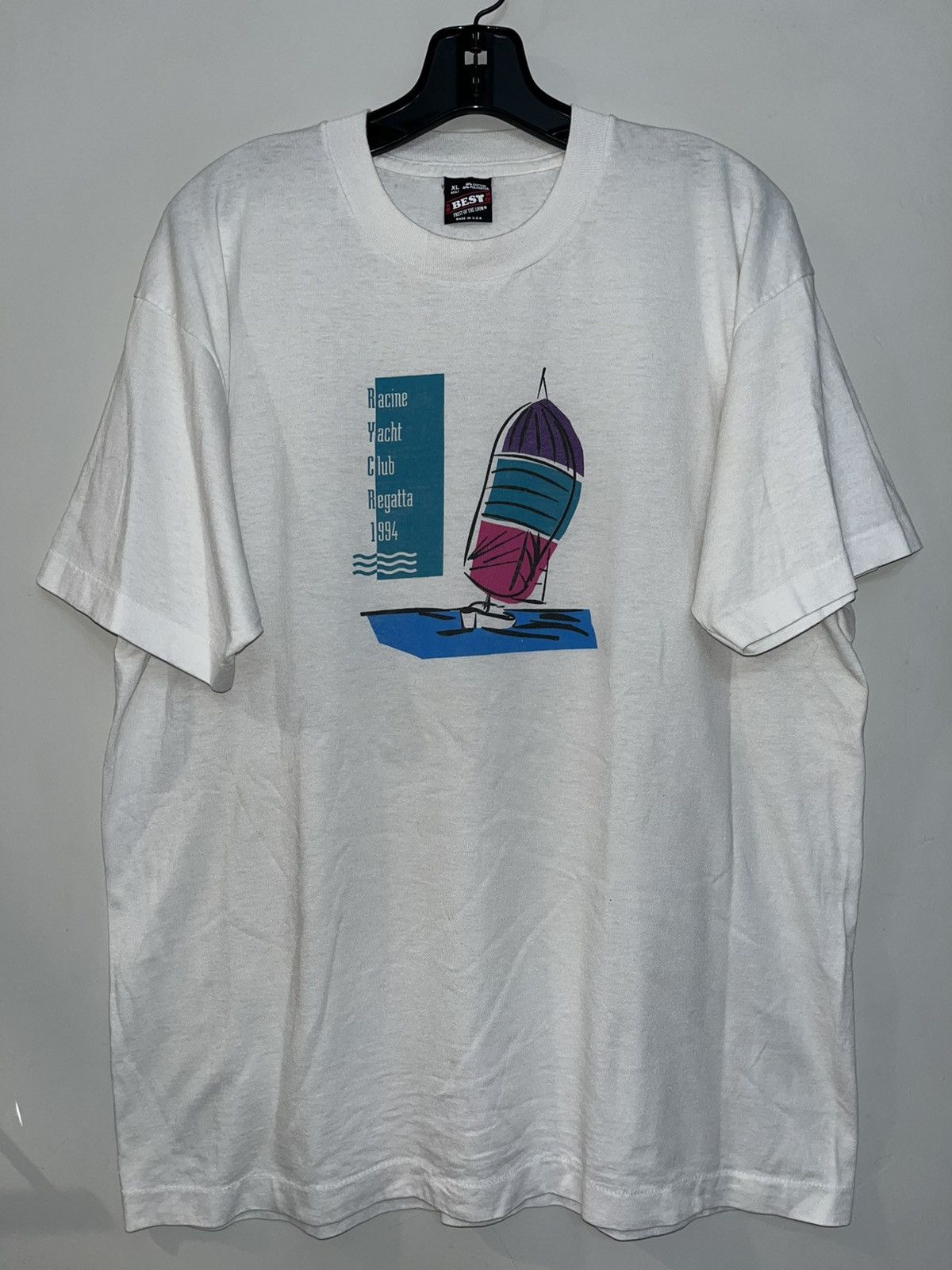 Vintage Vintage 90’s Racine Yacht Club Regatta Boat Graphic T-Shirt Size US XL / EU 56 / 4 - 1 Thumbnail