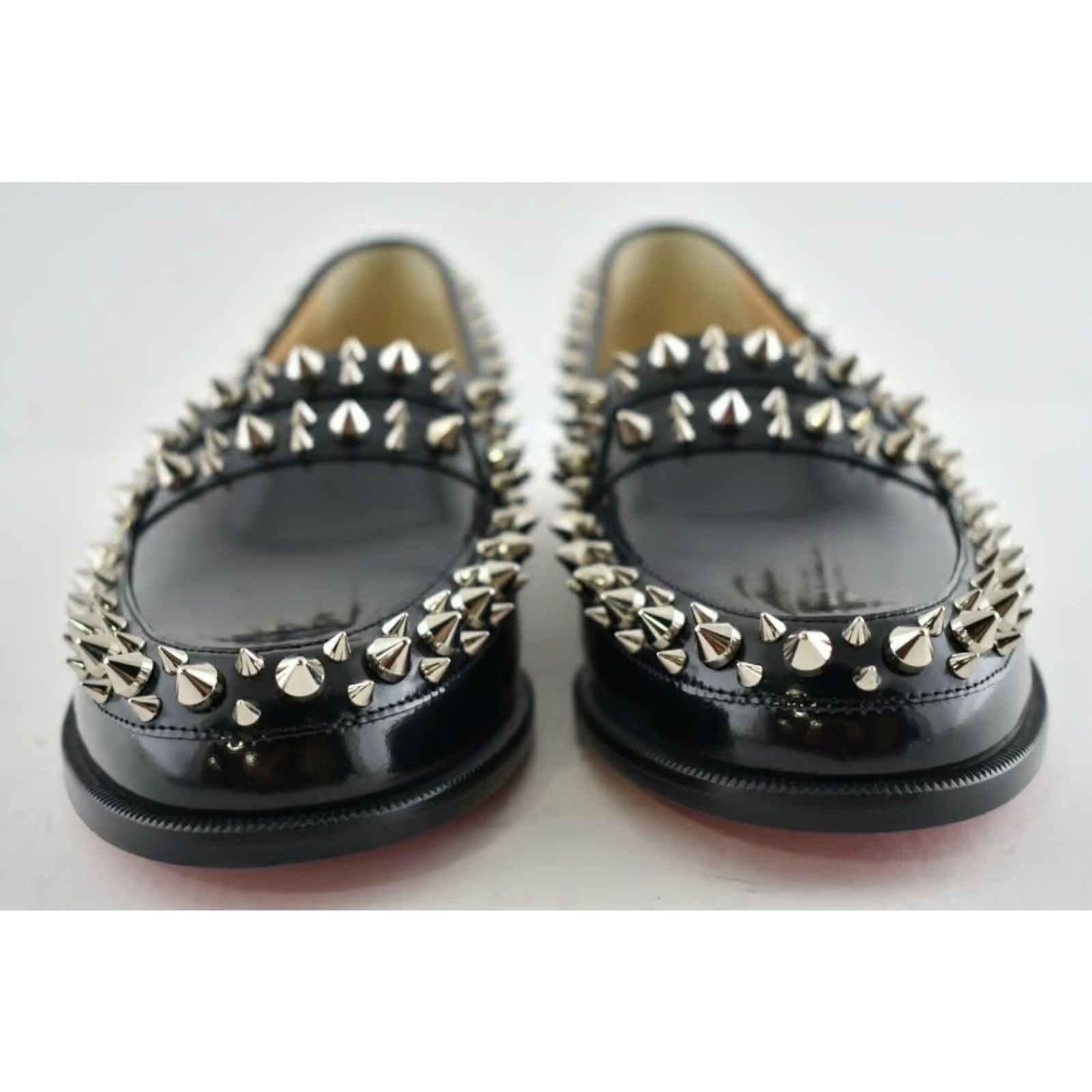 Christian Louboutin Mattia Spikes Donna Flat Black Calf Leather Slip Loafer 38 Size US 8 / IT 38 - 4 Thumbnail