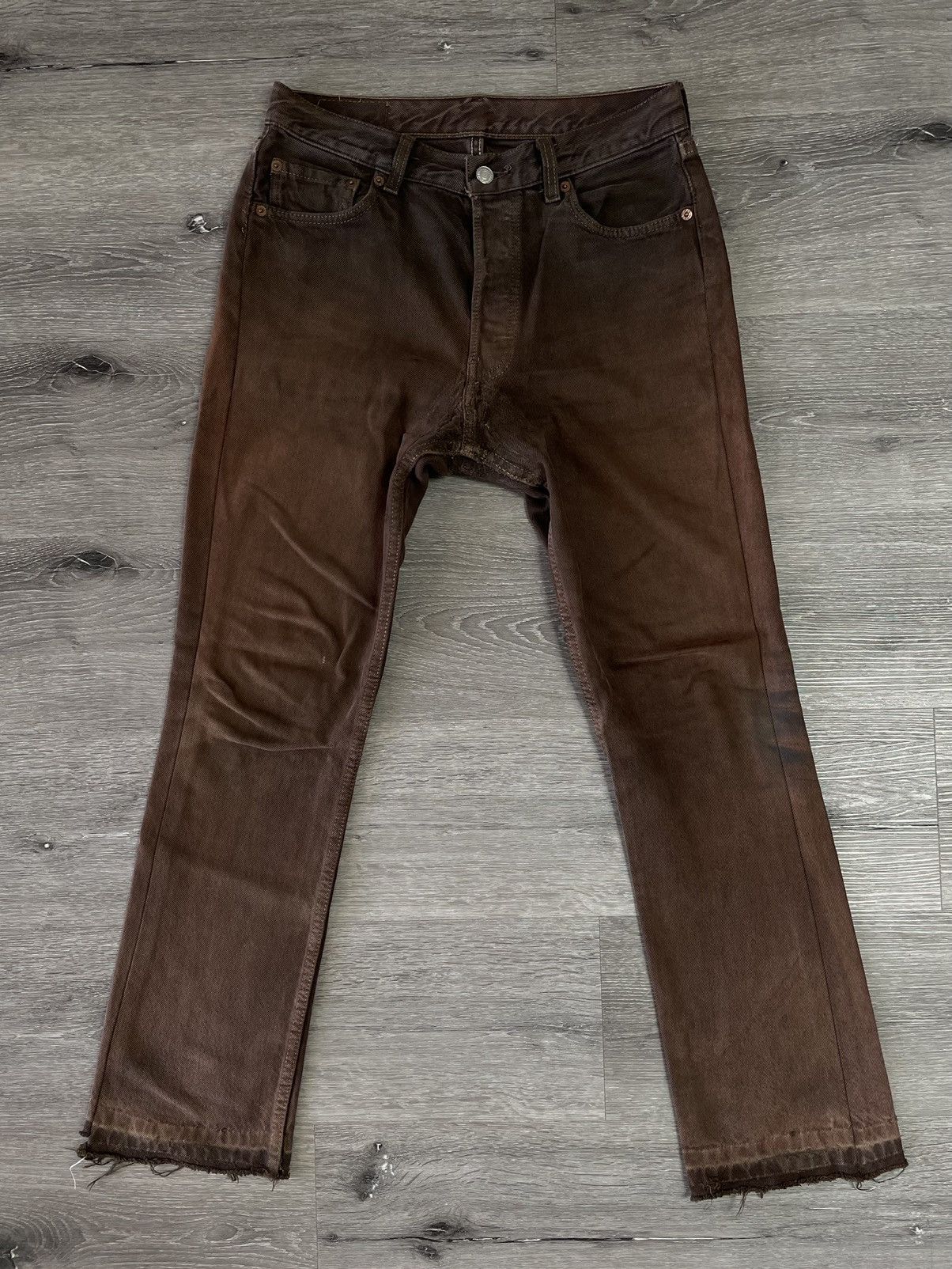 Image of Repaired Levis 501 Brown Denim, Men's (Size 30)