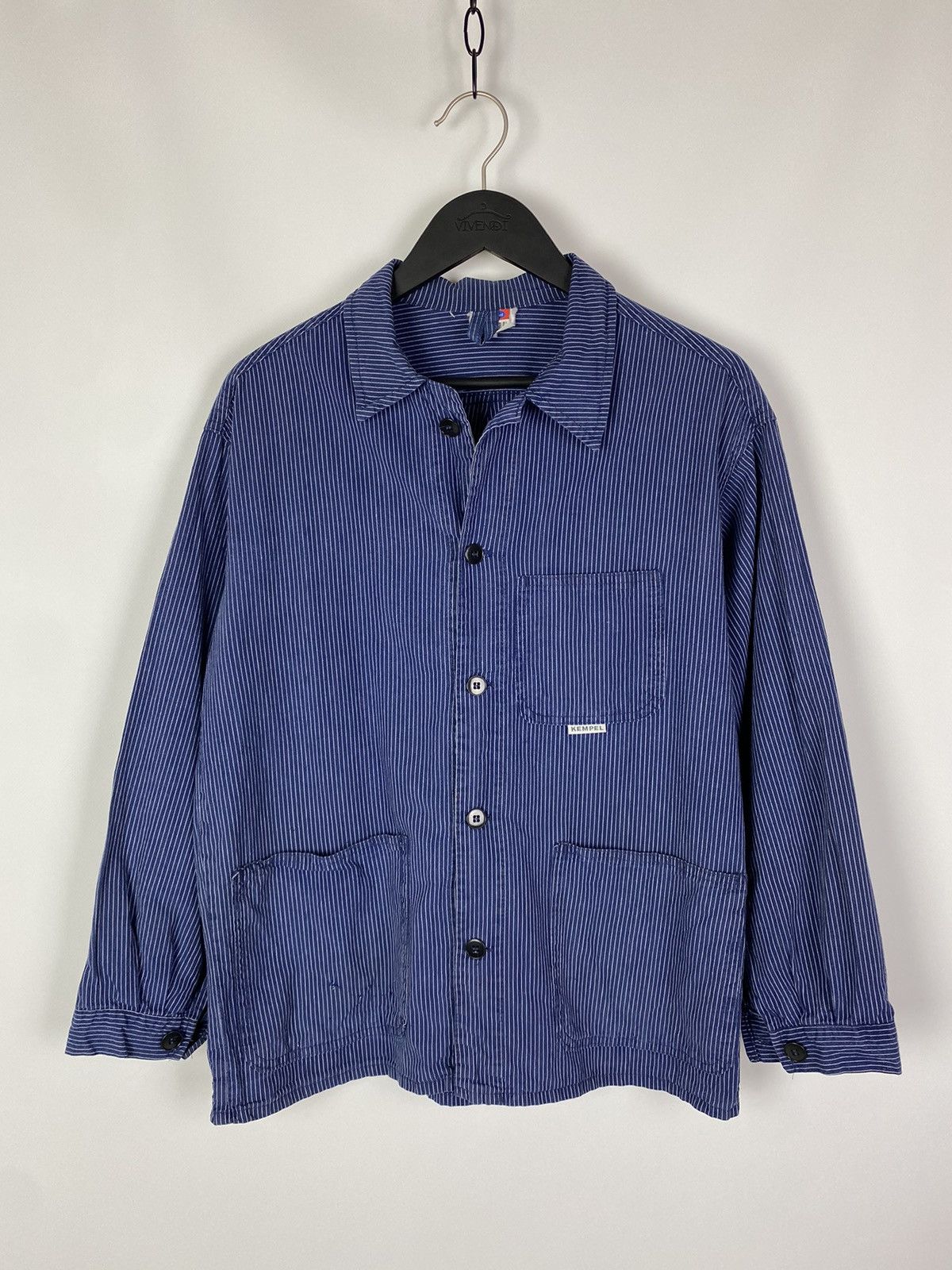 Vintage 90s Vintage Kempel Hickory Stripe Chore Work Over Shirt Size US S / EU 44-46 / 1 - 1 Thumbnail