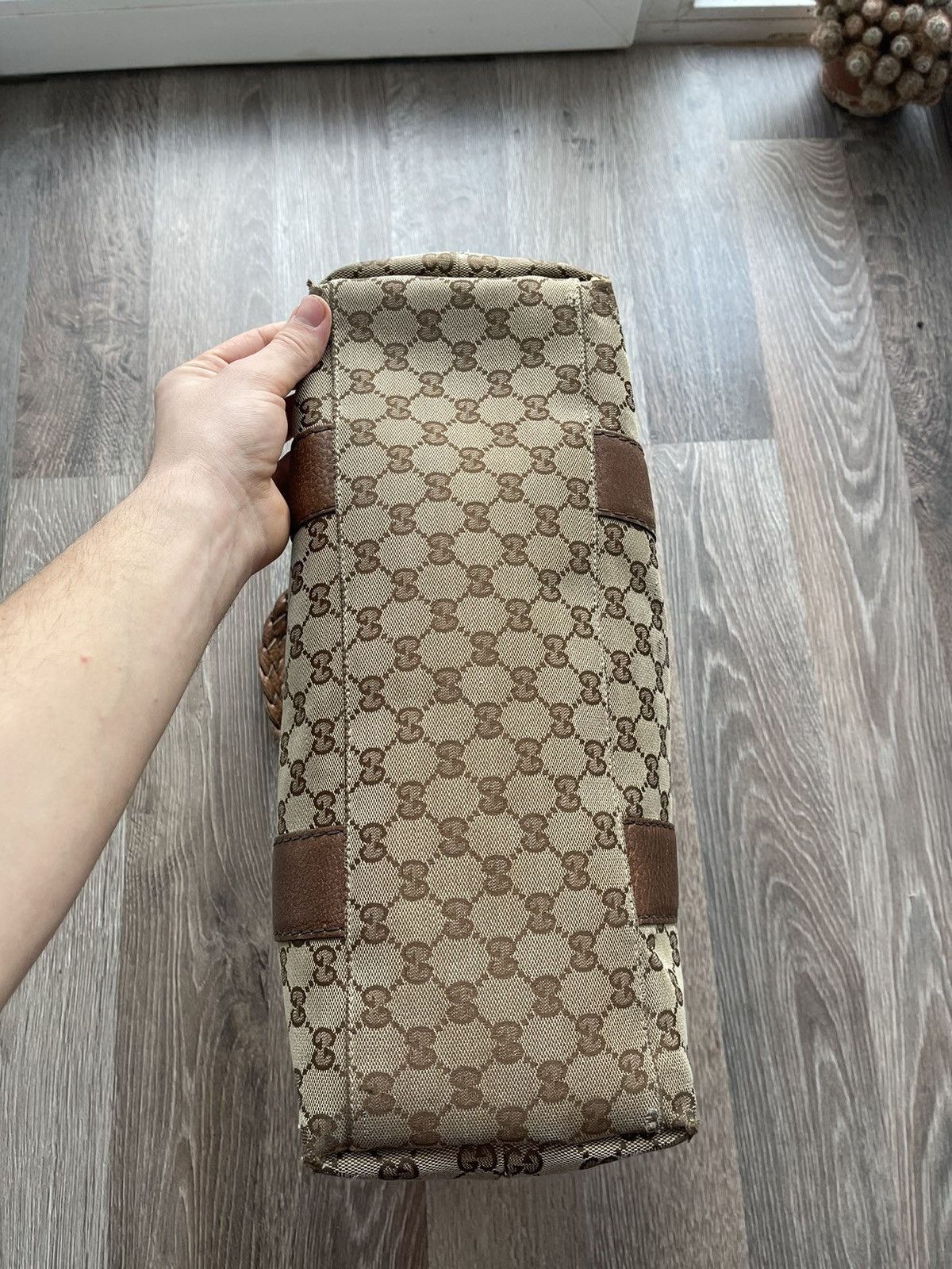 Gucci ❤️Gucci Brown Canvas vintage monogram leather bag women Size ONE SIZE - 10 Thumbnail