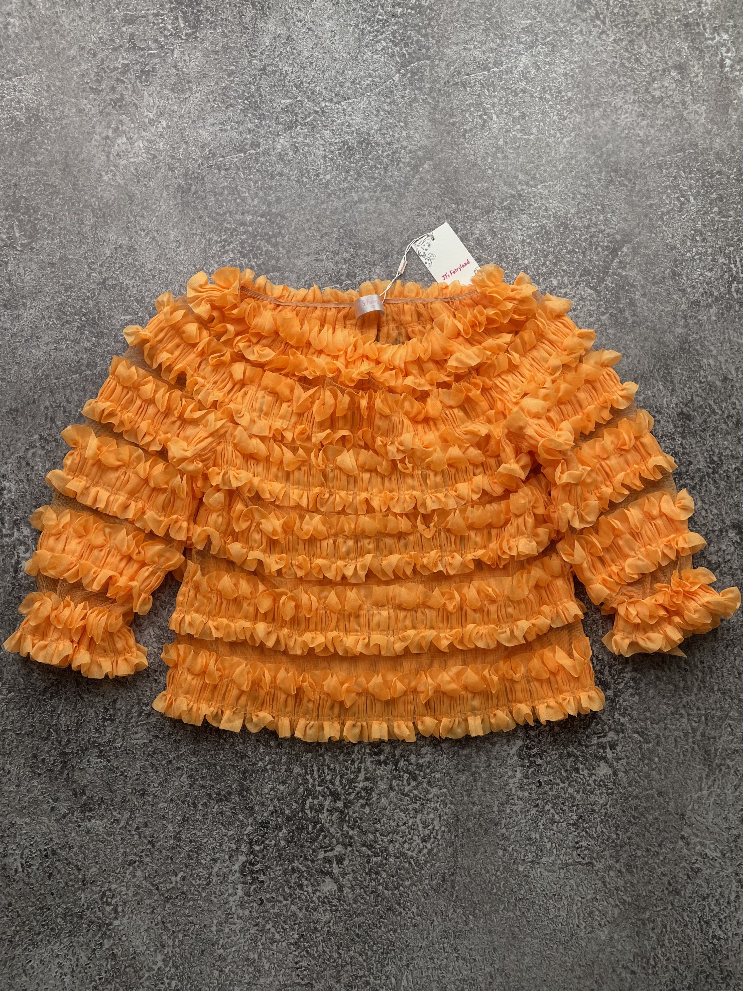 image of If Six Was Nine x Vintage Mesh Lush Amazing Blouse in Orange, Women's (Size Medium)