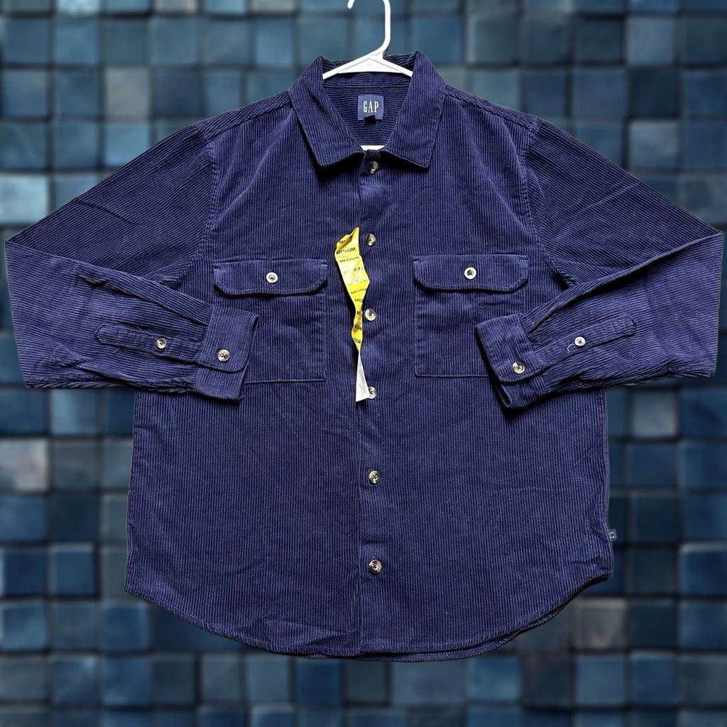 Gap NWT GAP Shirt Mens Medium Navy Blue Button Up Corduroy Long Sleeve MSRP 0 Size US M / EU 48-50 / 2 - 1 Thumbnail
