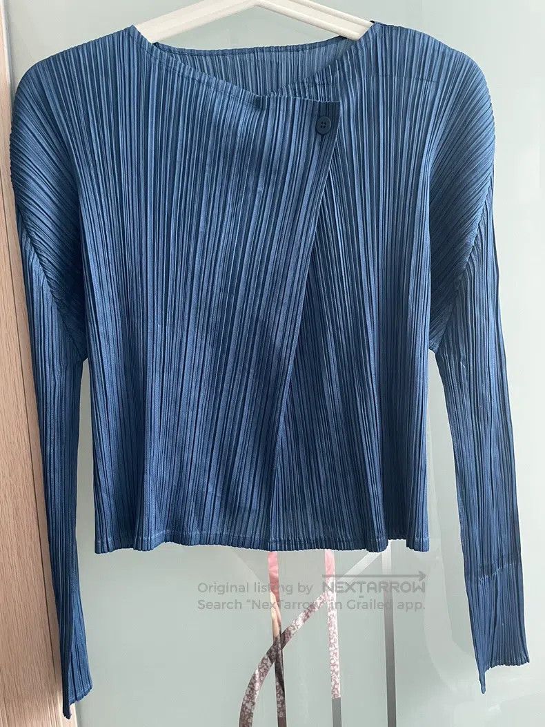 Issey Miyake Issey Miyake Long Sleeve Peacock Blue Top Size L / US 10 / IT 46 - 1 Thumbnail