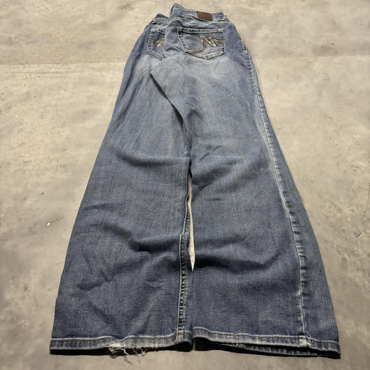 Japanese Brand × Vintage Crazy Vintage Y2K/2000s Grunge Dark Wash Flared Bootcut Denim Jeans! Size US 30 / EU 46 - 4 Thumbnail