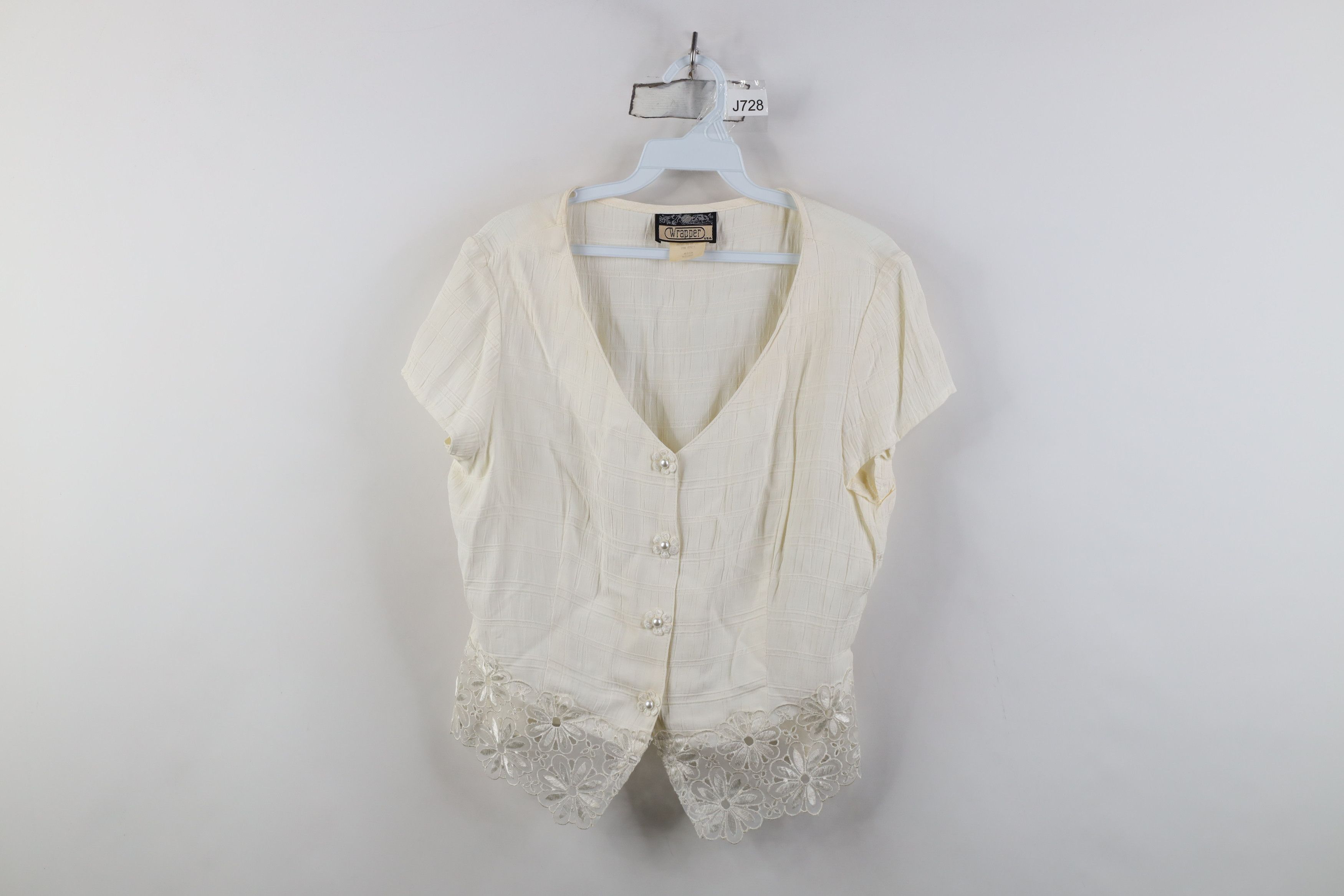 Vintage Vintage 90s Babydoll Cropped Flower Bella Fairy Button Shirt Size M / US 6-8 / IT 42-44 - 1 Thumbnail