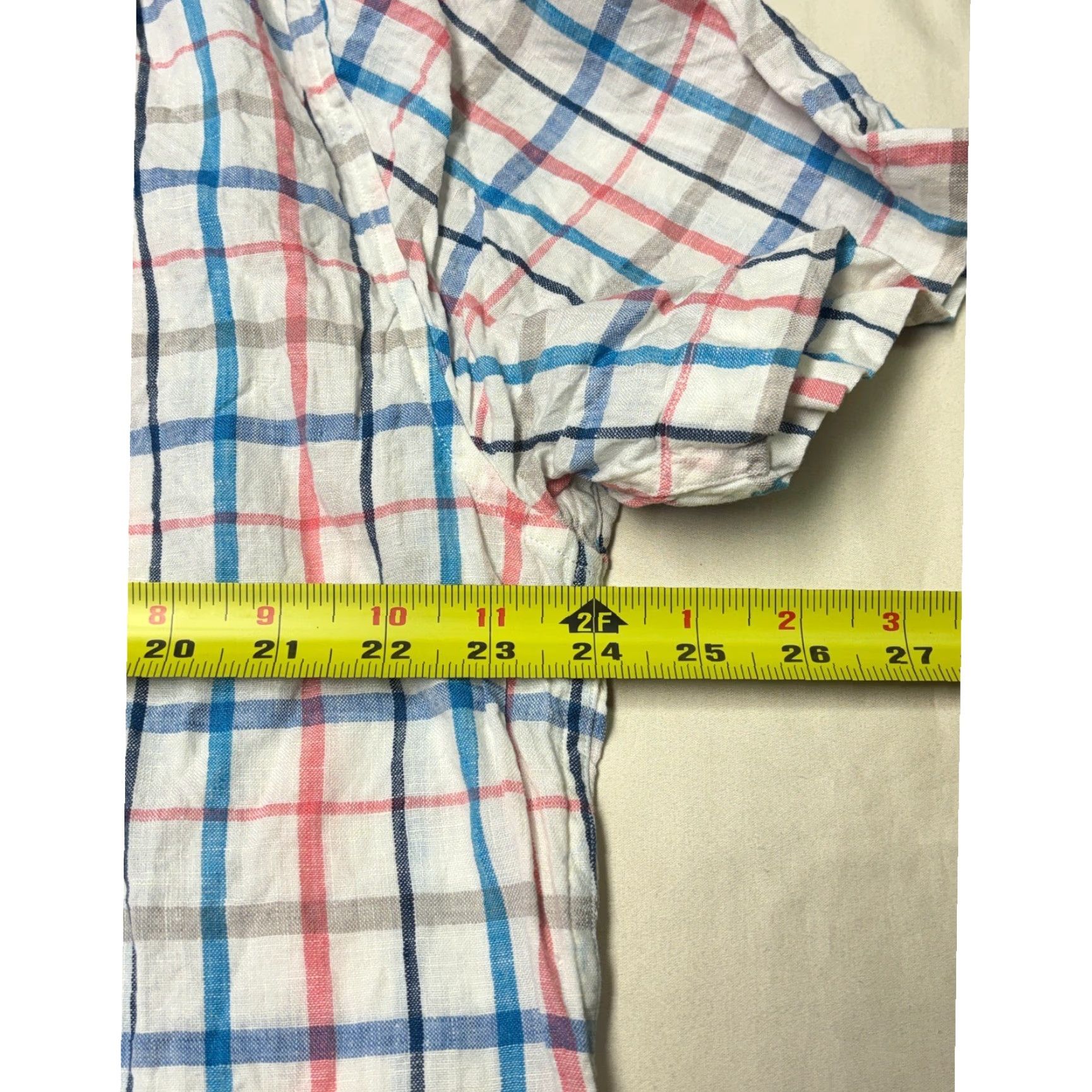 Tommy Bahama Tommy Bahama Short Sleeve Button-Up Shirt Plaid Linen XX L Mens White Size US XXL / EU 58 / 5 - 7 Thumbnail