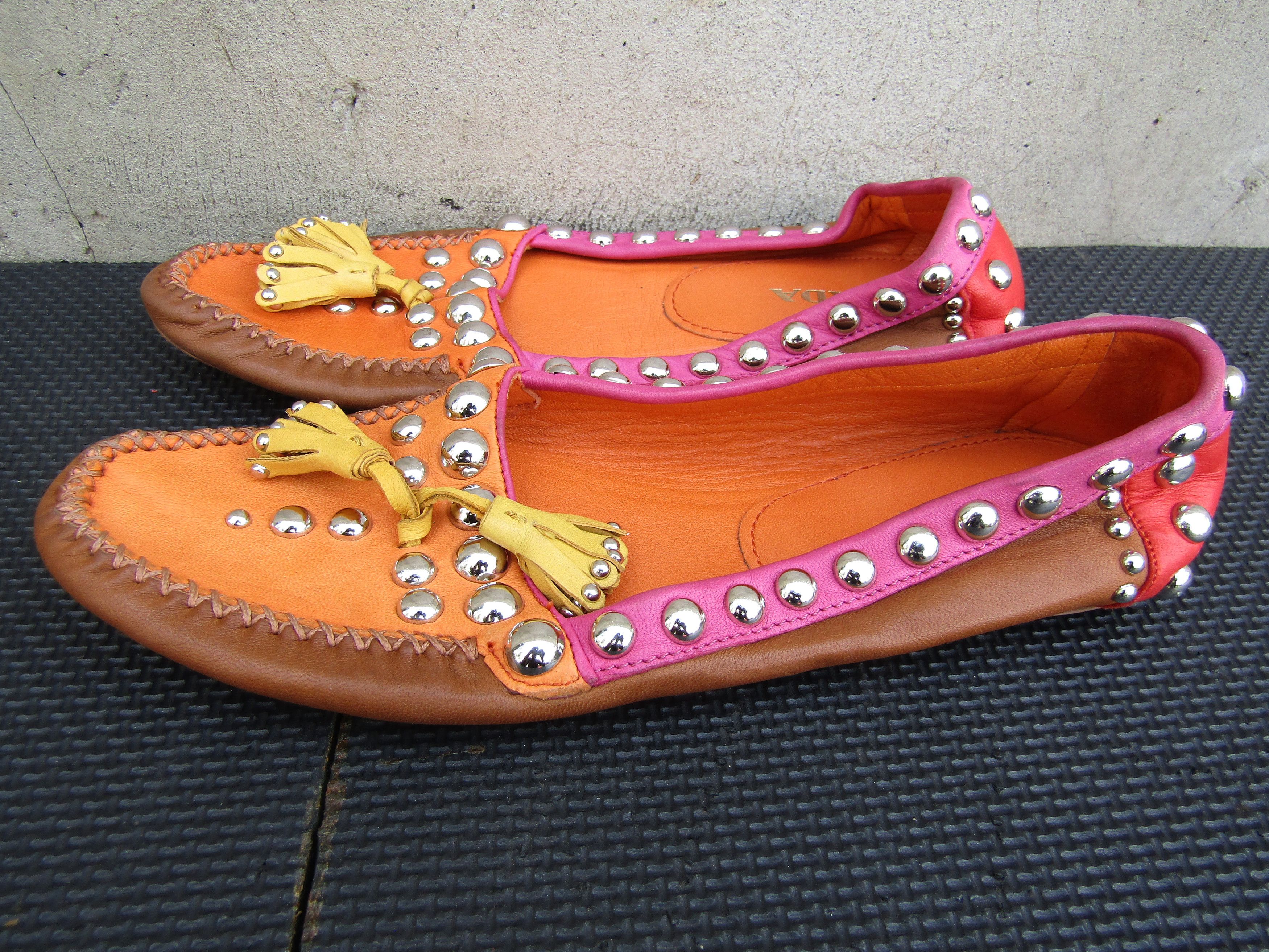 Prada Rare Prada Ballerina Flats Slip on Leather Multicolort Size US 7.5 / IT 37.5 - 5 Thumbnail