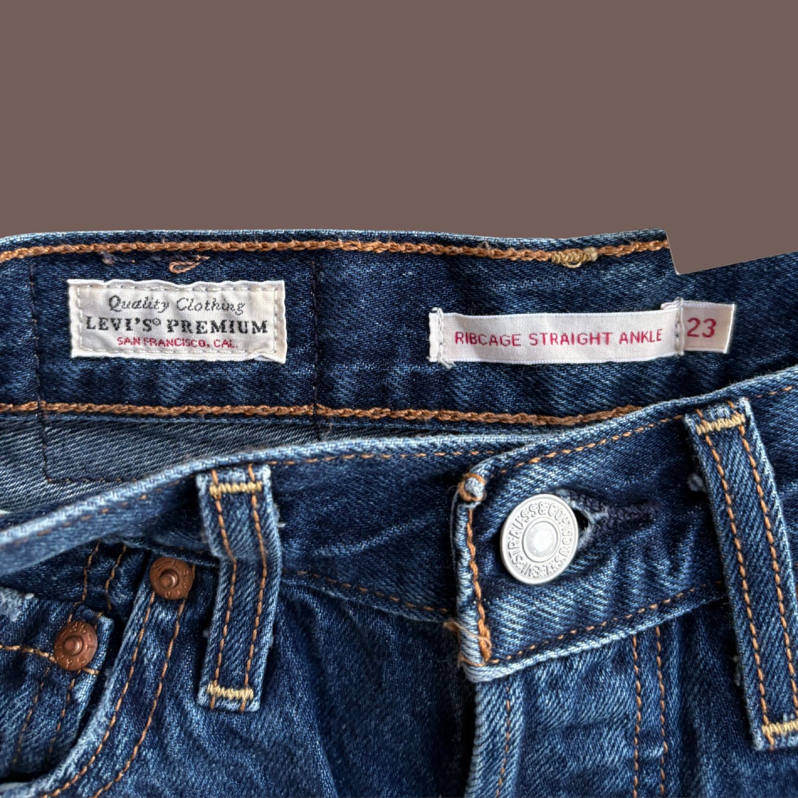 Levi's Levi’s Ribcage Denim | Dark Wash Raw Hem | 90s Core Size 23" - 2 Thumbnail