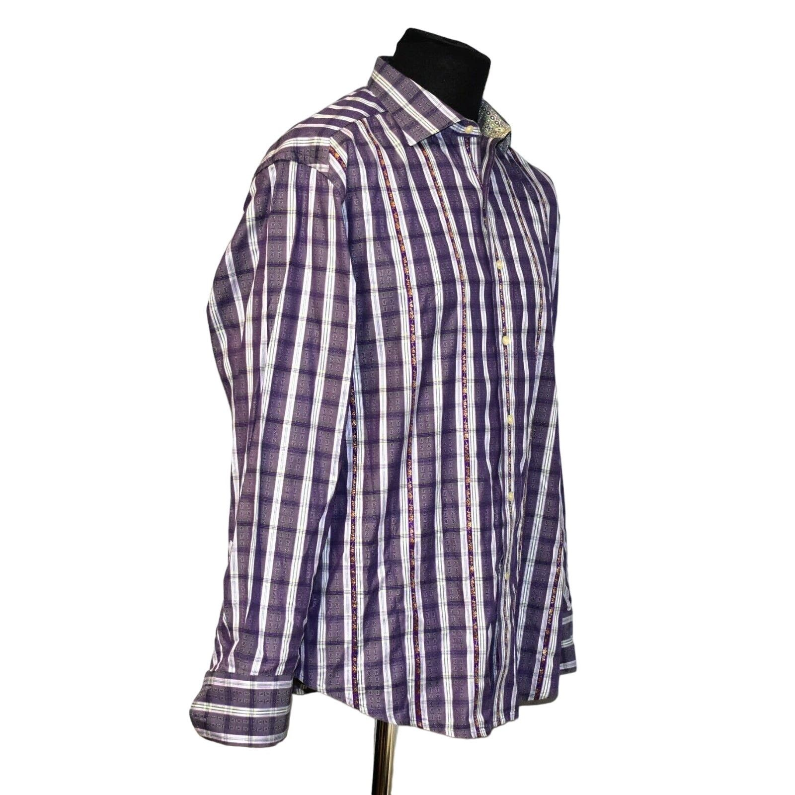 Robert Graham ROBERT GRAHAM Purple Plaid Embroidered Long Sleeve Shirt XL Size US XL / EU 56 / 4 - 3 Thumbnail