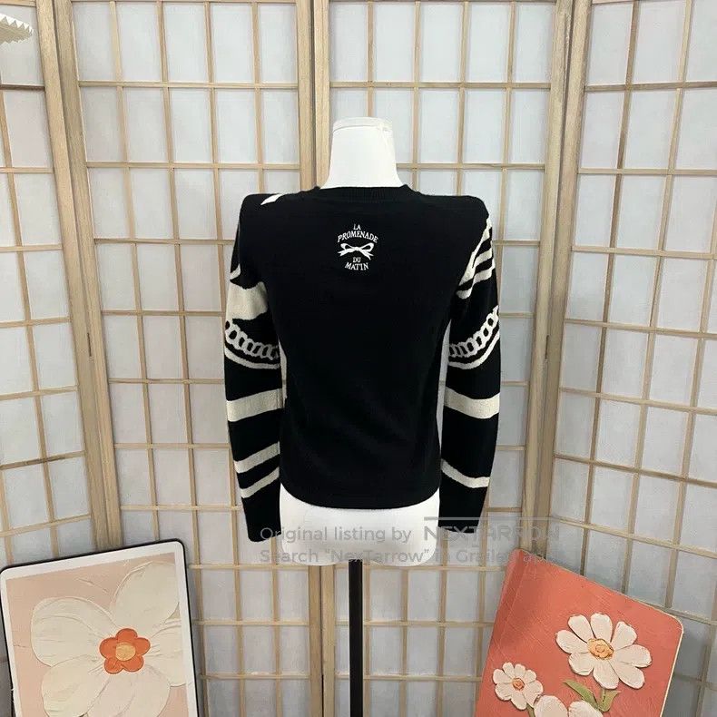 Hermes Hermes Black and white cashmere knit sweater Size XS / US 0-2 / IT 36-38 - 2 Thumbnail