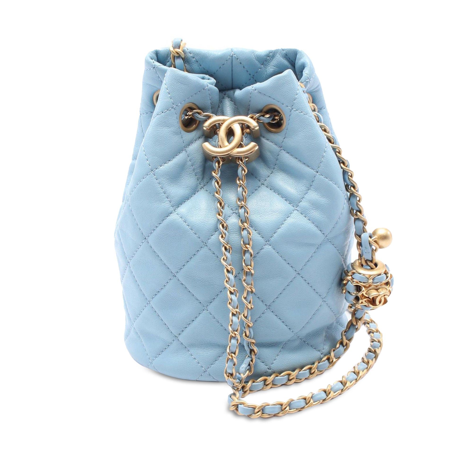 Chanel Chanel Quilted Lambskin Pearl Crush Bucket Bag Blue Size ONE SIZE - 1 Thumbnail