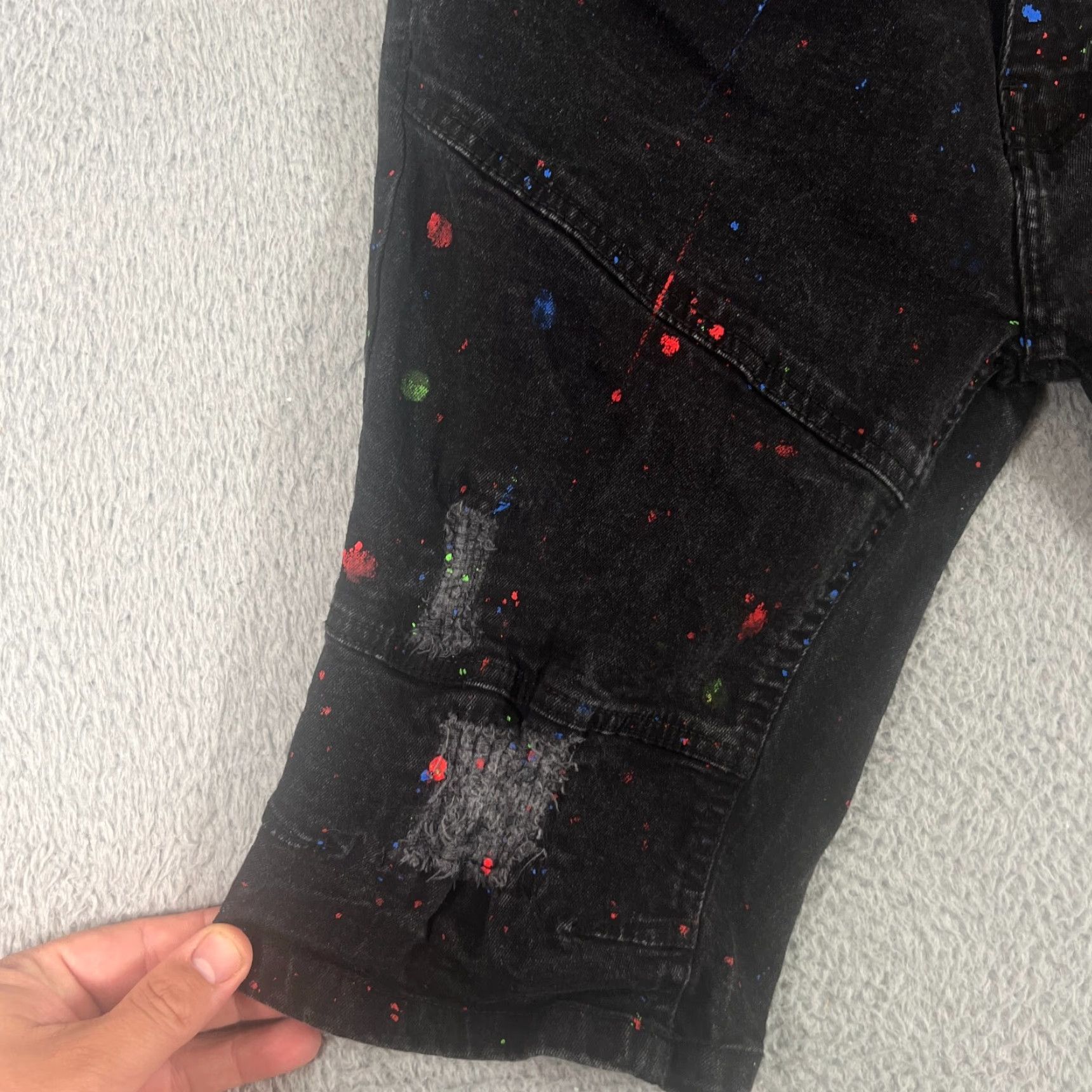 Denime FWRD Denim Mens Bermuda Shorts 30 Slim Black Distressed Denim 98% Cotton 2% Elastane Men’s Shorts 30 Black Vintage No Size US 30 / EU 46 - 2 Thumbnail