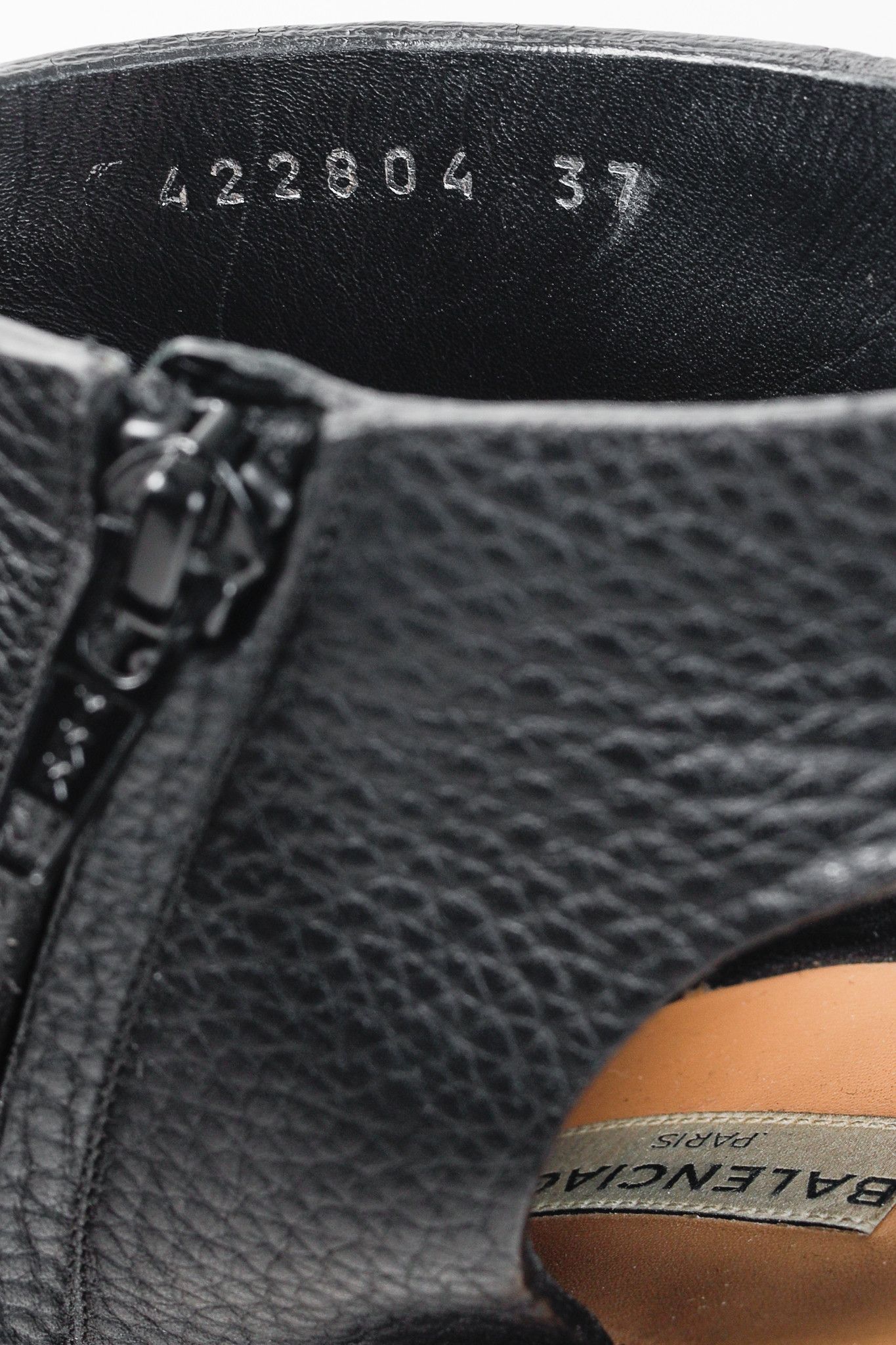 Balenciaga Balenciaga Black Pebbled-Leather Peep-Toe Sandals Size US 6.5 / IT 36.5 - 11 Thumbnail
