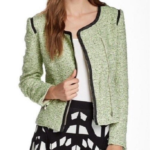 Other Romeo & Juliet Couture Faux Leather Trim Tweed Jacket $255 Size M / US 6-8 / IT 42-44 - 2 Thumbnail