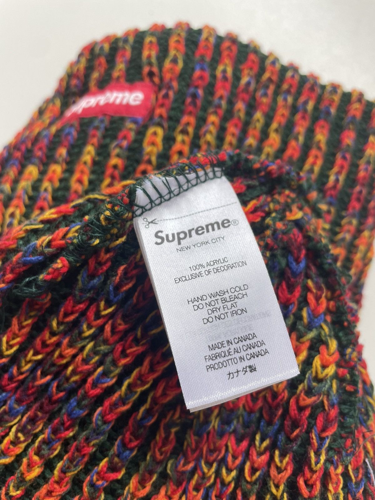 Supreme Rainbow Loose Gauge Beanie OLIVE