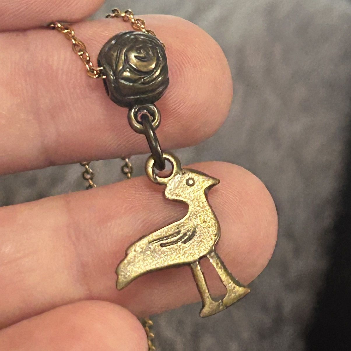 Handmade Handcrafted brass Kalevala waterfowl of Hattula necklace Size ONE SIZE - 5 Thumbnail