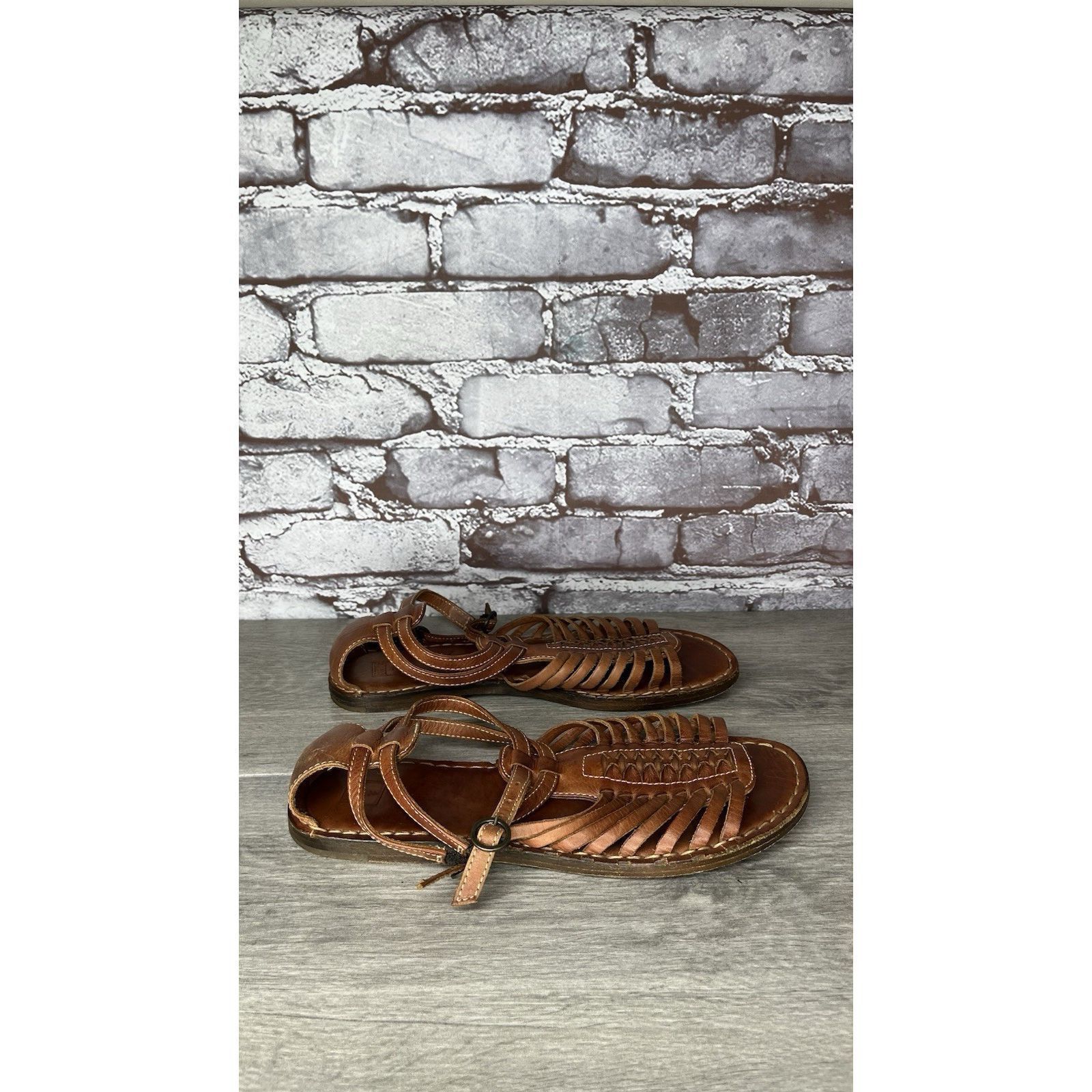 Frye Frye Kayla Brown Leather Huarache Woven Flats Sandals Women’ Size US 8.5 / IT 38.5 - 12 Thumbnail