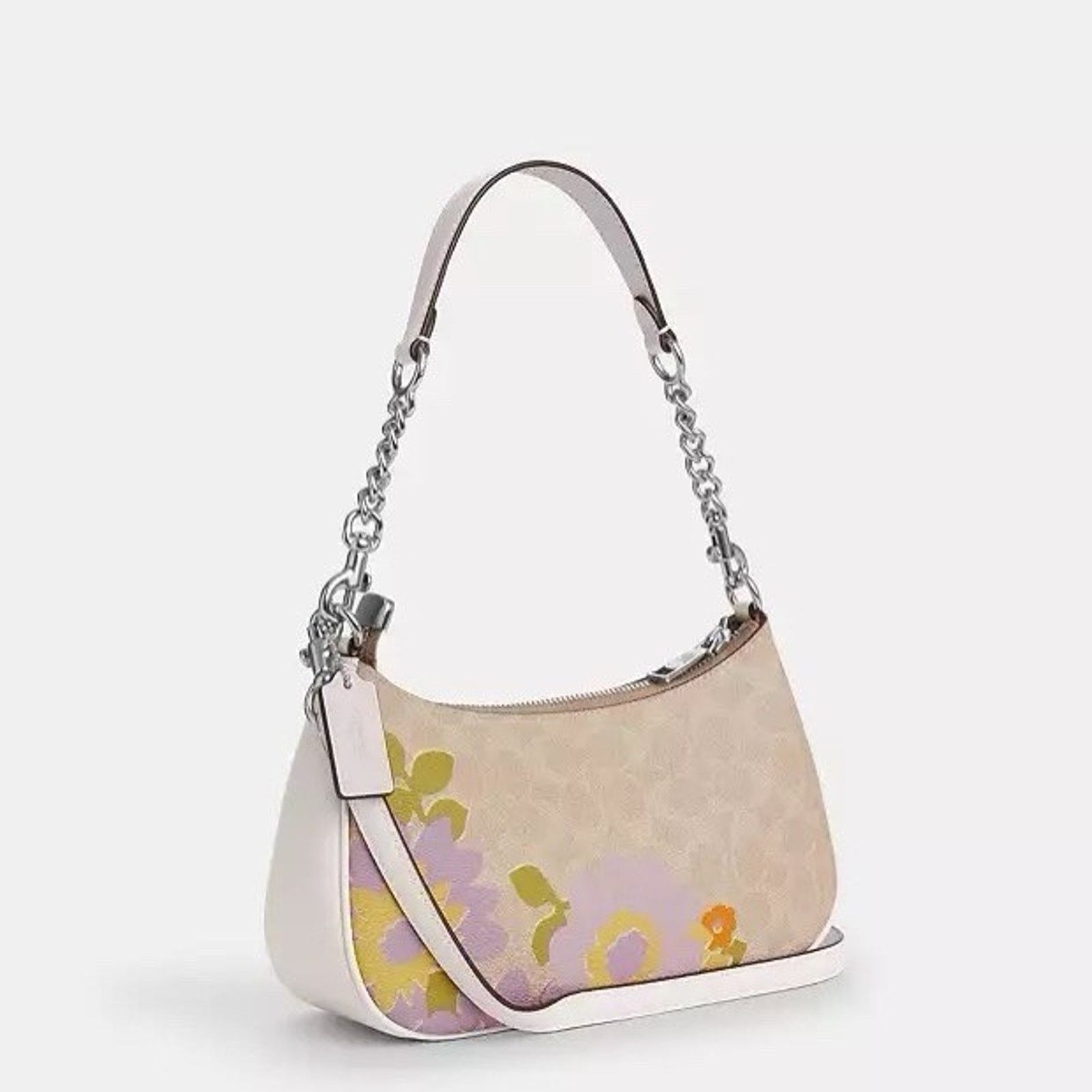 Coach NWT COACH Teri Shoulder Bag Floral CBG73 Silver/Sand Size ONE SIZE - 10 Thumbnail
