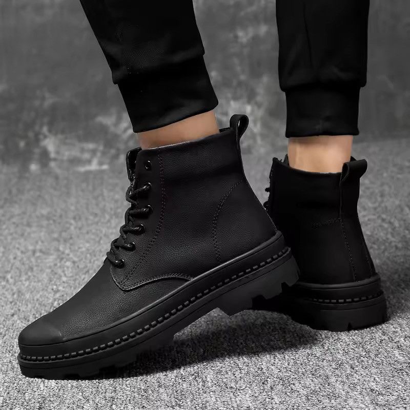 Lace-Up Casual Boots Pu Leather
