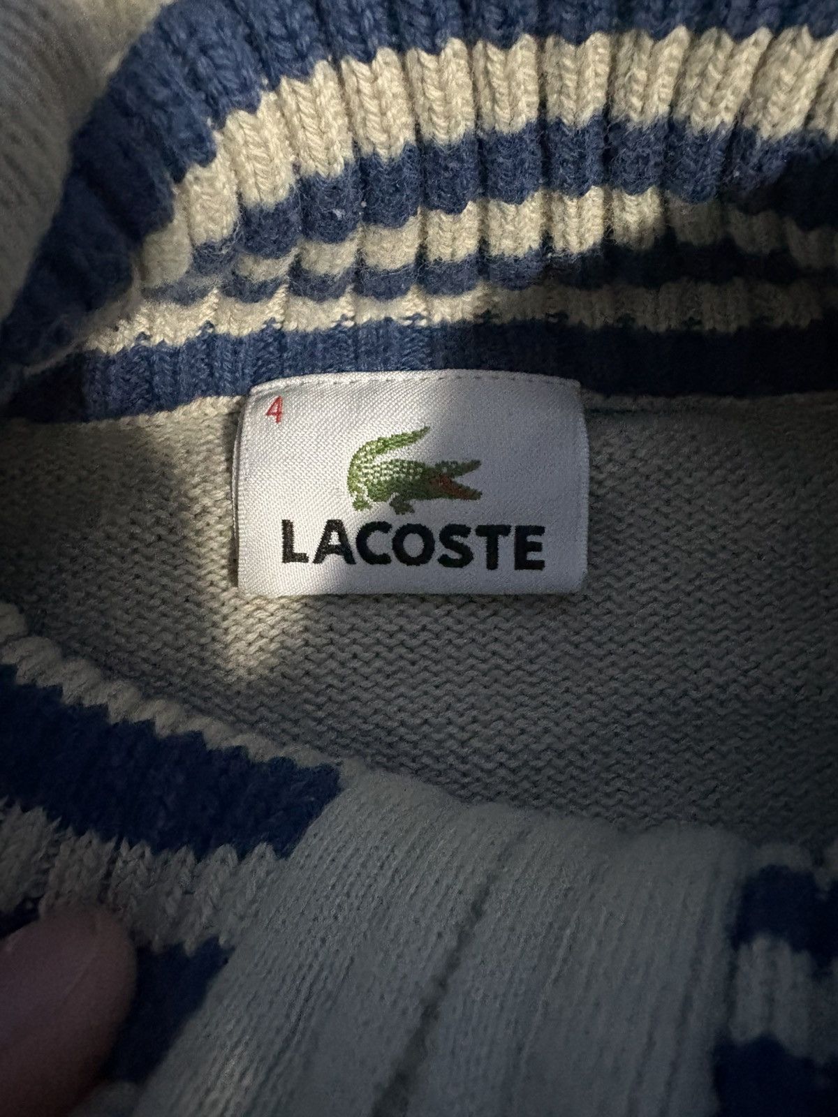 Lacoste Vintage Lacoste Cream Full-Zip Knit Sweater Size US M / EU 48-50 / 2 - 5 Thumbnail