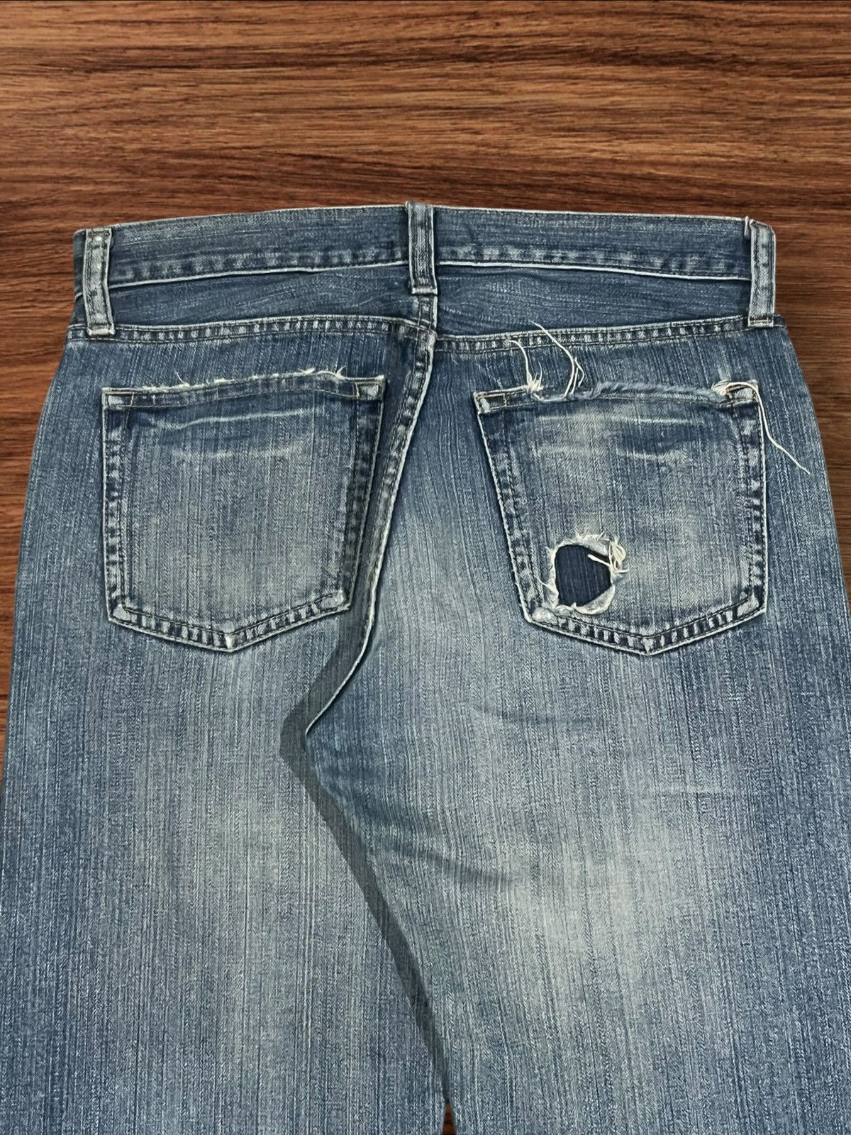 Japanese Brand × Uniqlo ⚡️Trashed⚡️Japanese Brand Uniqlo Broken Denim Blue Wash Jeans Size US 32 / EU 48 - 9 Thumbnail