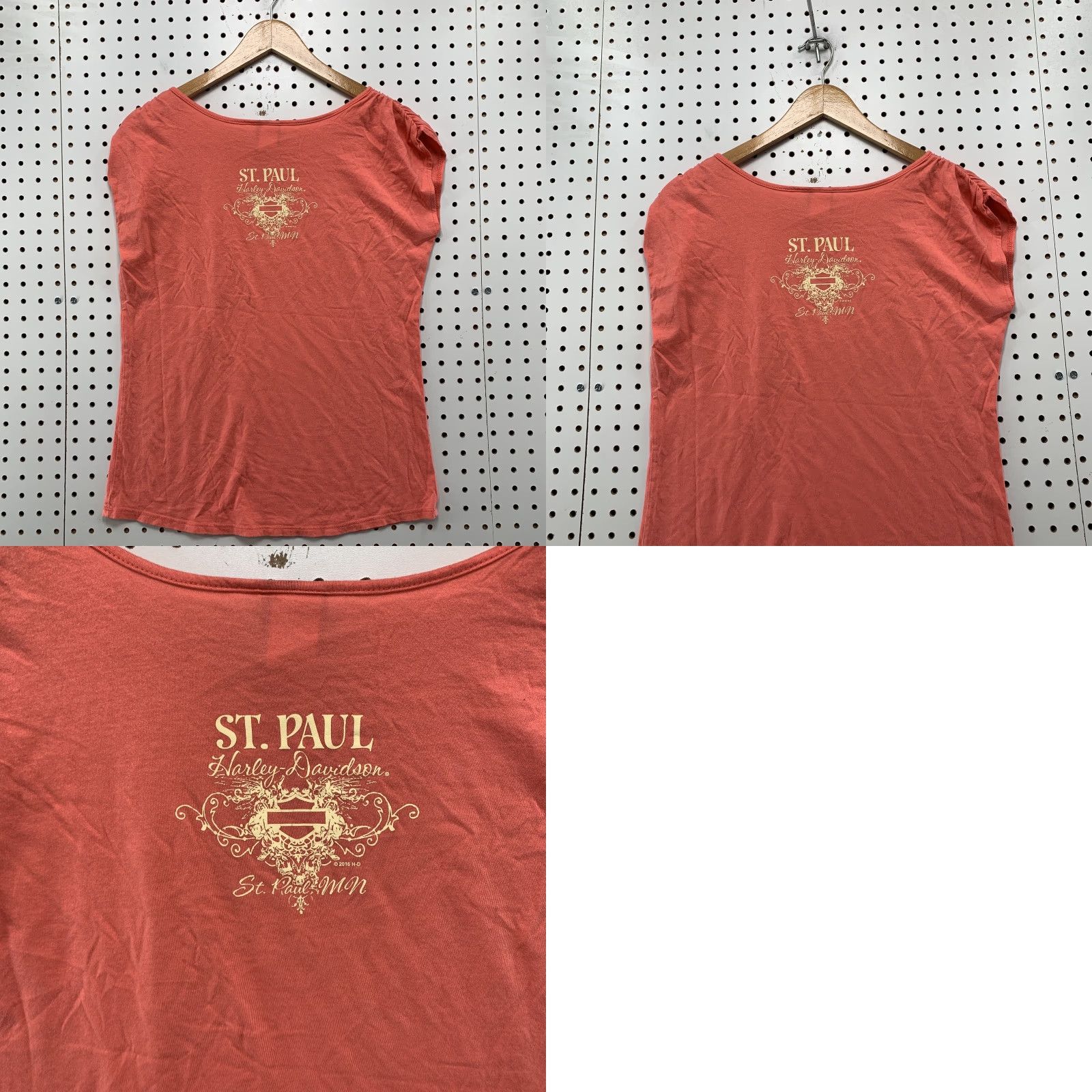 Harley Davidson Harley-Davidson Women's Coral T-Shirt Medium Made in USA Solid Crew Neck Casual Spring Summer Mens Size M / US 6-8 / IT 42-44 - 8 Thumbnail