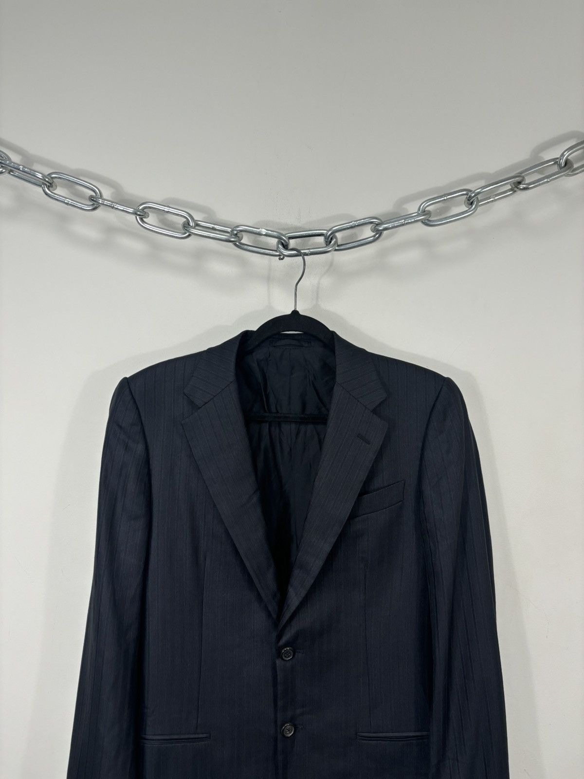Prada Prada Vintage Men’s Striped Gray Wool Silk Blazer Jacket Size 38R - 4 Thumbnail