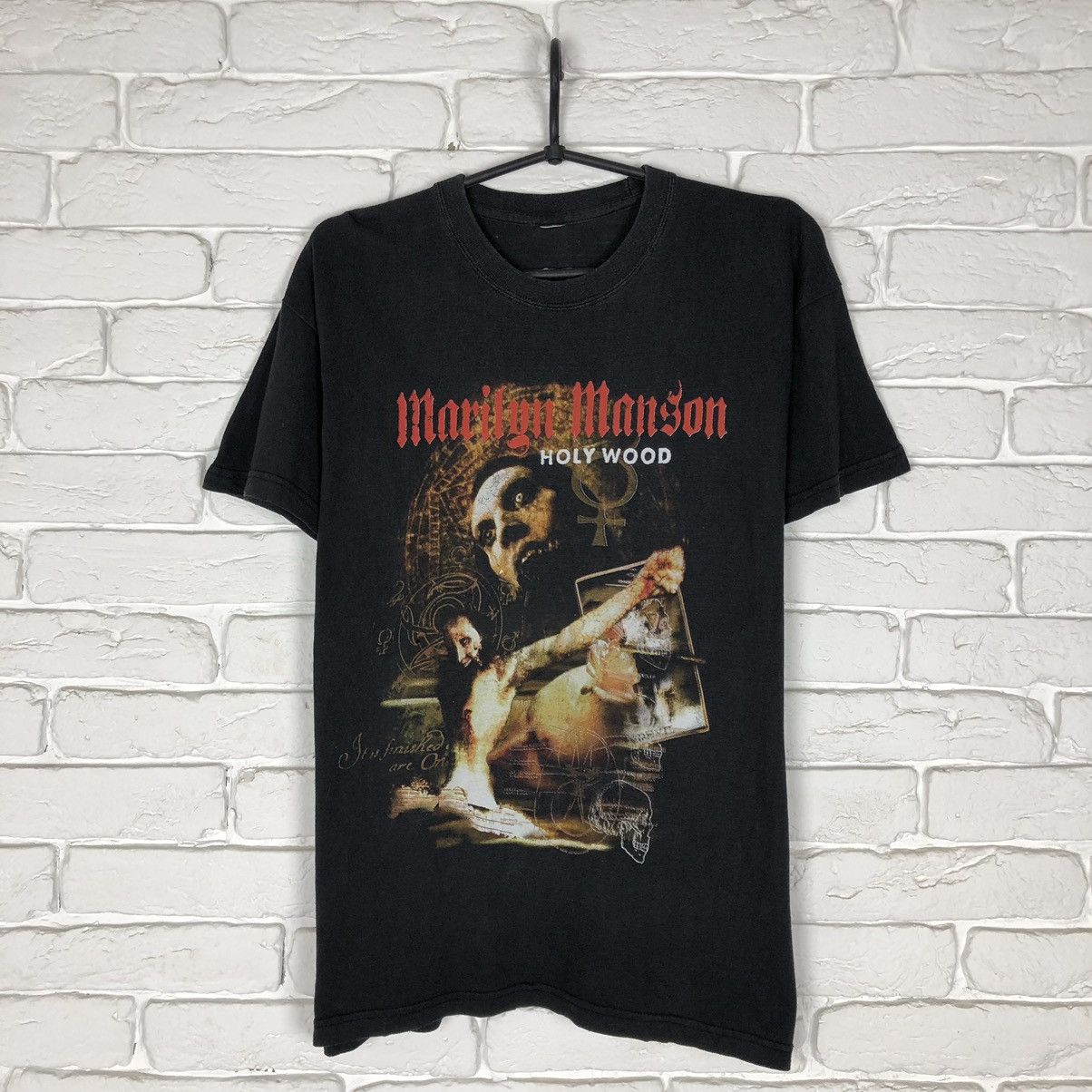 image of Band Tees x Marilyn Manson 90’S Vintage Tee T Shirt in Faded Black, Men's (Size Medium)