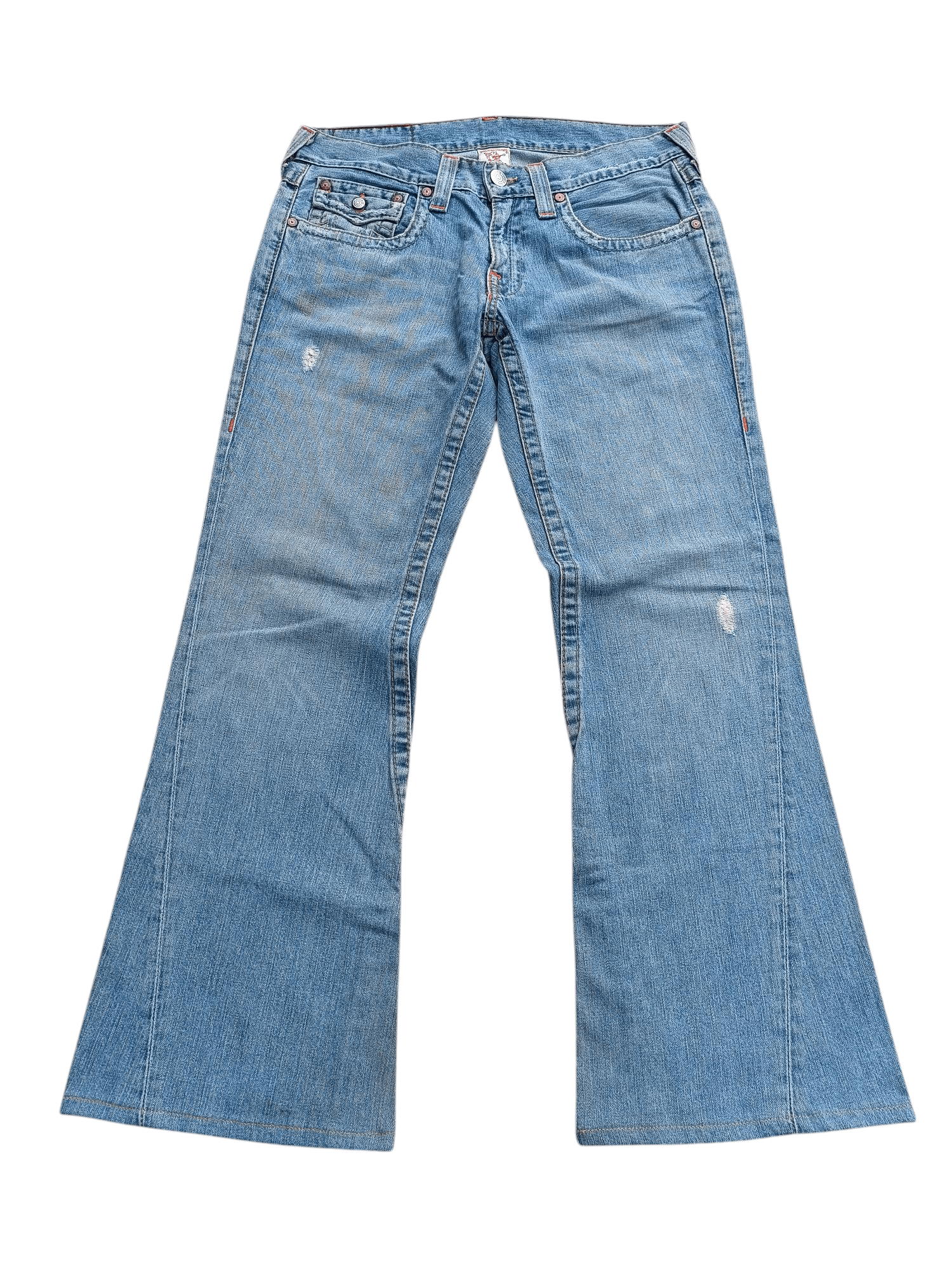 True Religion × Vintage True Religion Joey Flare Distressed Jeans Size US 34 / EU 50 - 3 Thumbnail