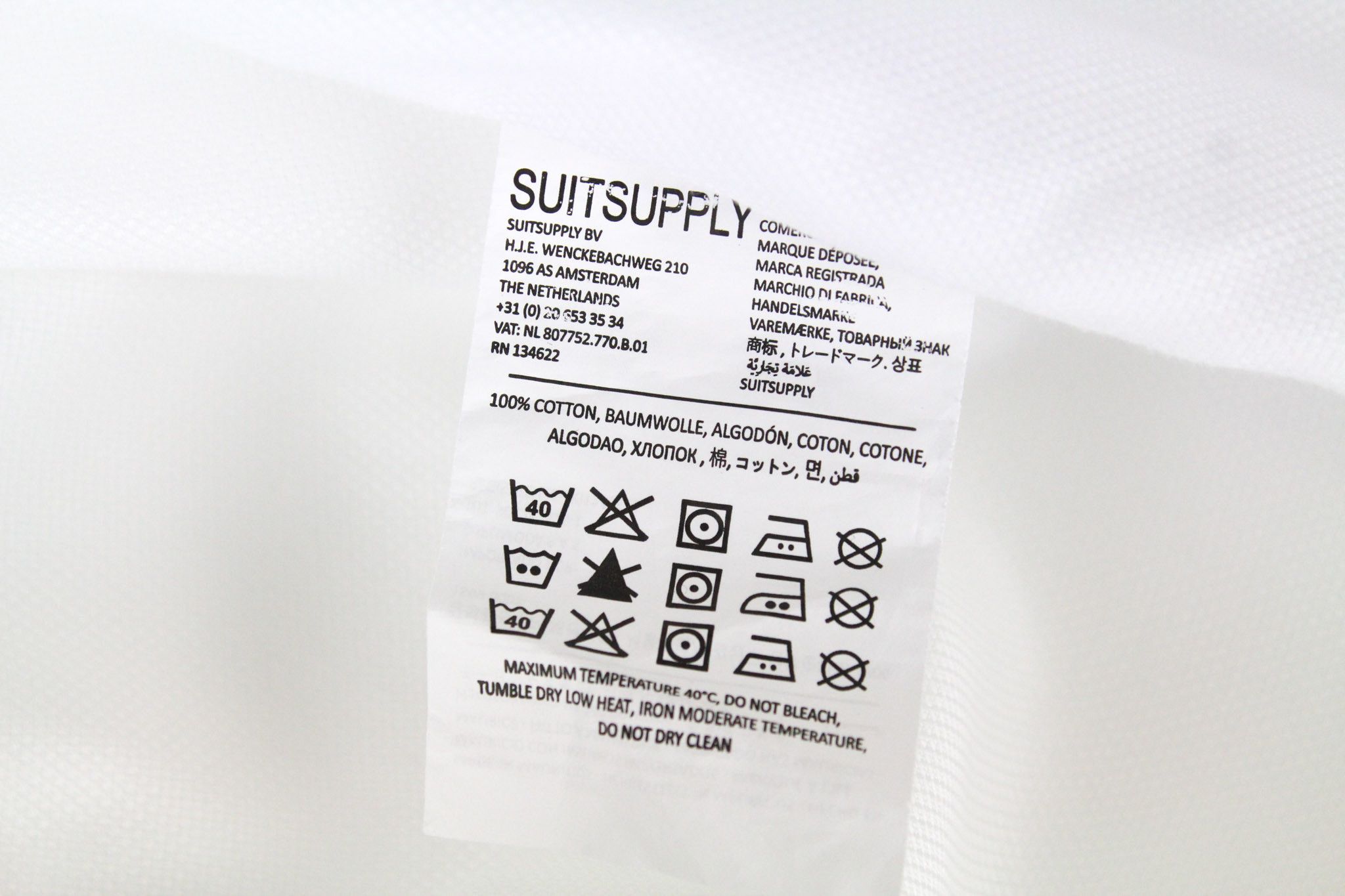 Suitsupply TRAVELLER 40/15 3/4 Slim White Cotton 72365 Size 40R - 6 Thumbnail