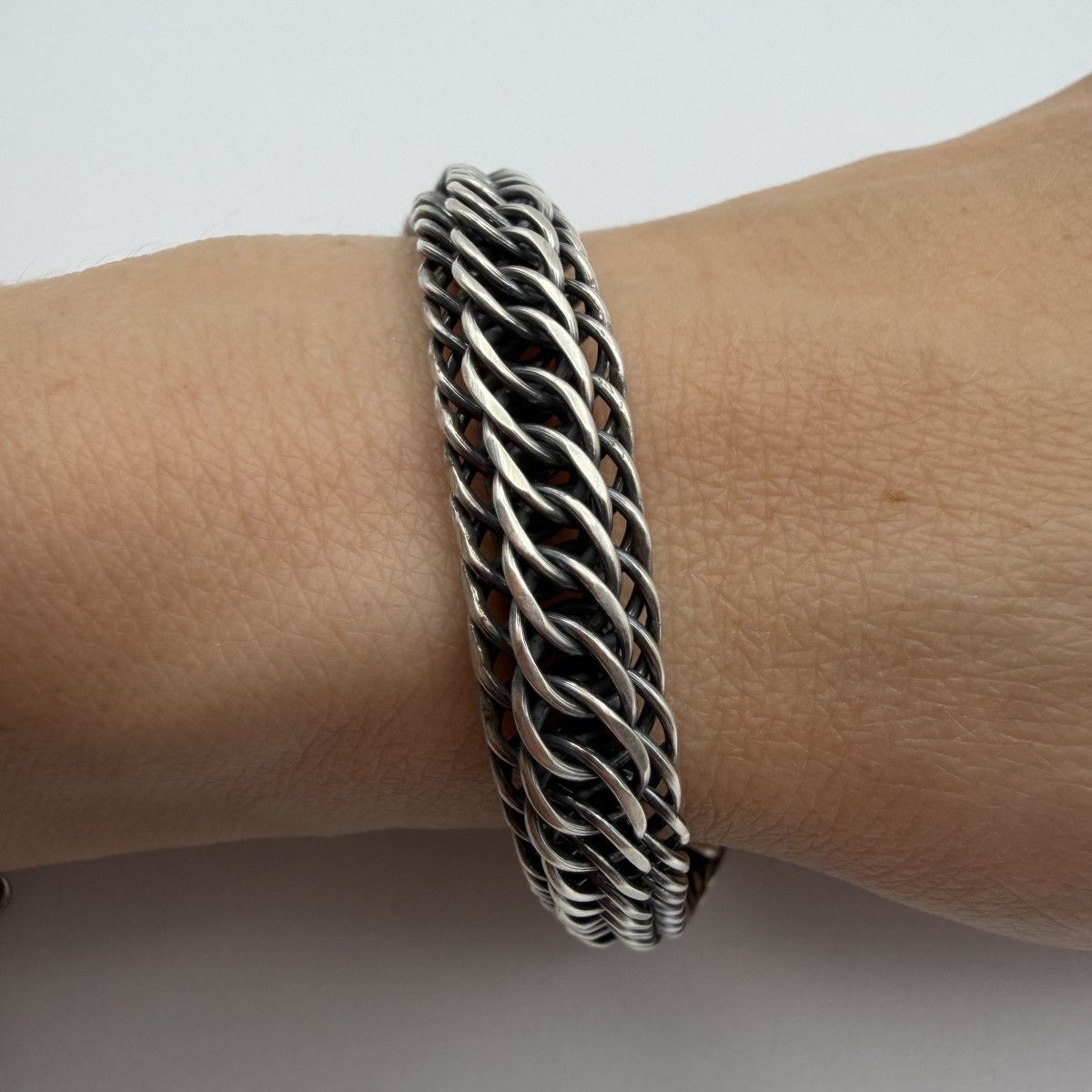 Sterling Silver Vintage Sterling Silver 925 Foxtail Chain Bracelet 20cm Size ONE SIZE - 8 Thumbnail