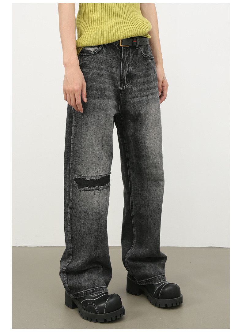 Japanese Brand × Jean Washed vintage men's wide-leg casual ripped jeans Size US 32 / EU 48 - 2 Thumbnail