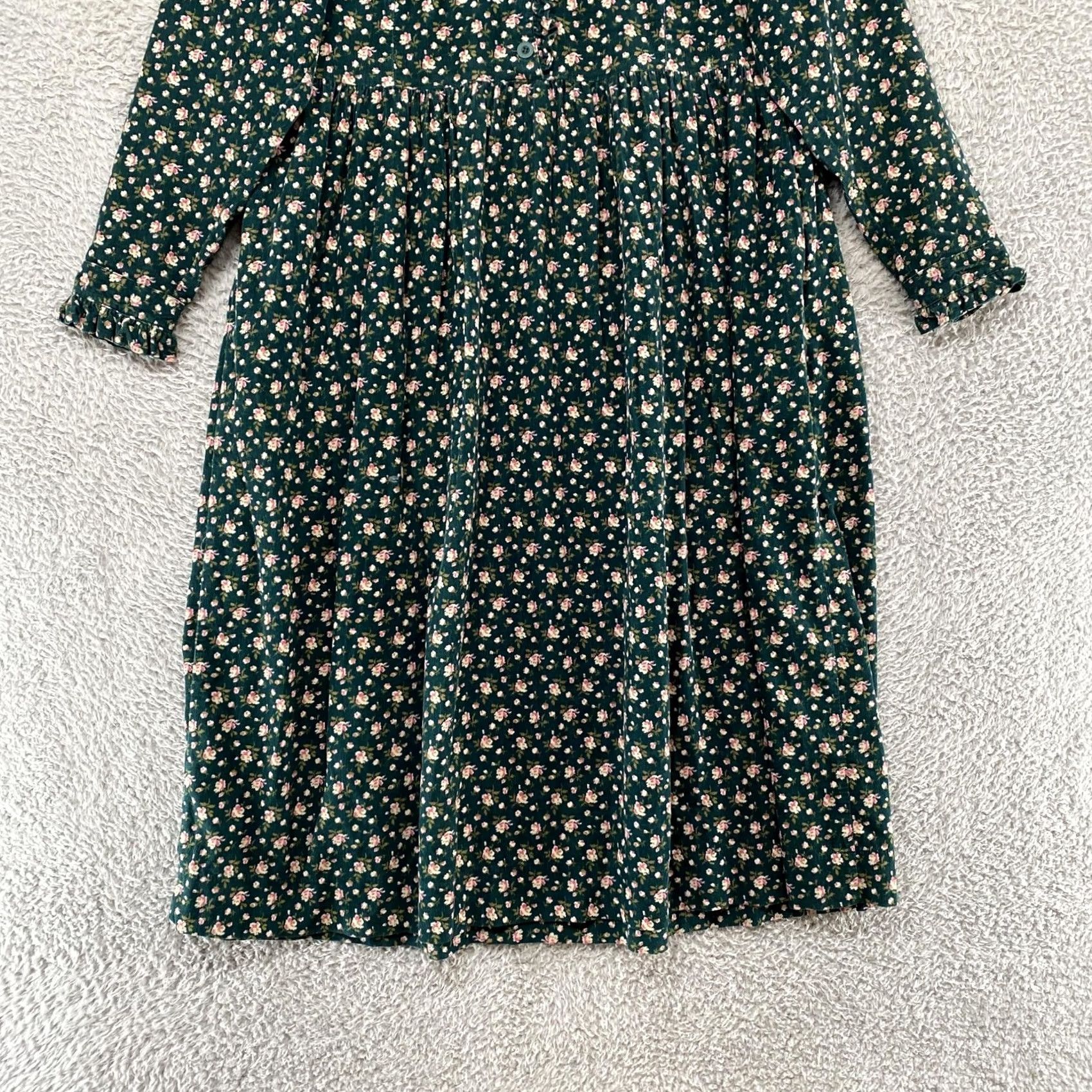 Laura Ashley VINTAGE Laura Ashley Dress Womens 10 Cottage Floral Corduroy Prairie Midi Modest Dress Size L / US 10 / IT 46 - 2 Thumbnail