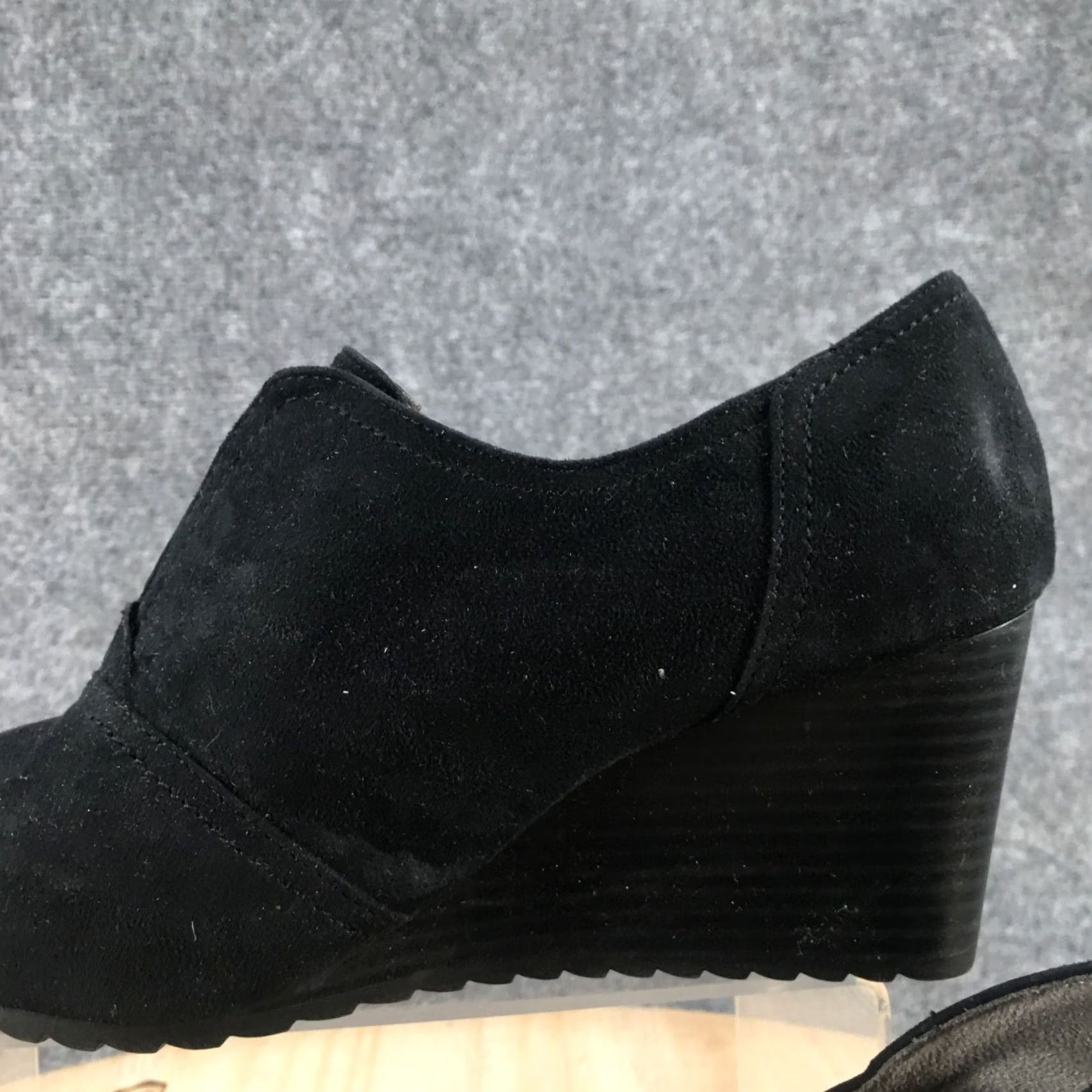 Vintage Lifestride Ankle Boots Womens 9M Black Suede Wedge Heel Casual Bootie Shoes Size US 9 / IT 39 - 3 Thumbnail