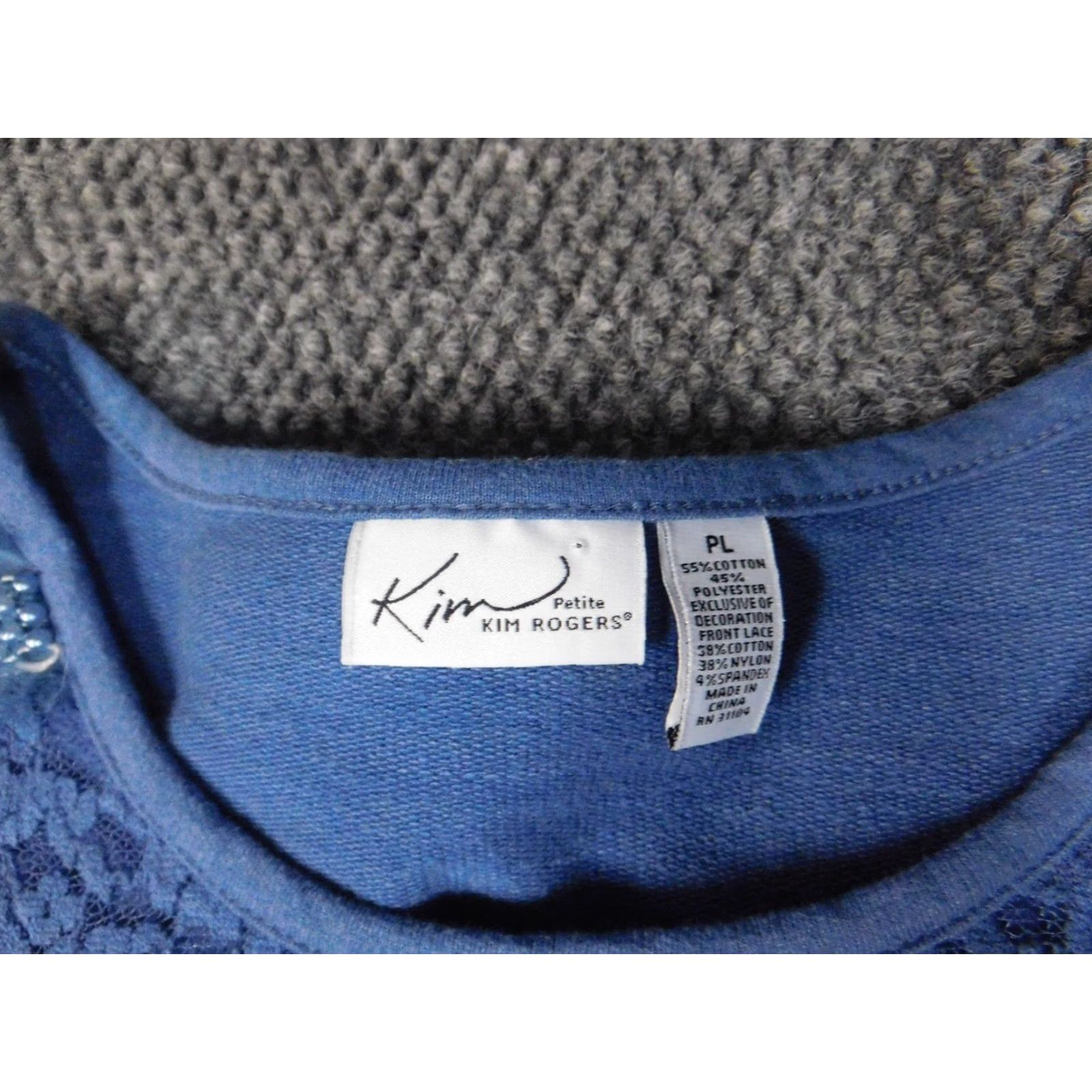 Vintage Kim Rogers Womens Sweater Pullover Crew Neck Blue PR Petite Knit Lightweight Long Sleeve Corkbackless? Size L / US 10 / IT 46 - 6 Thumbnail